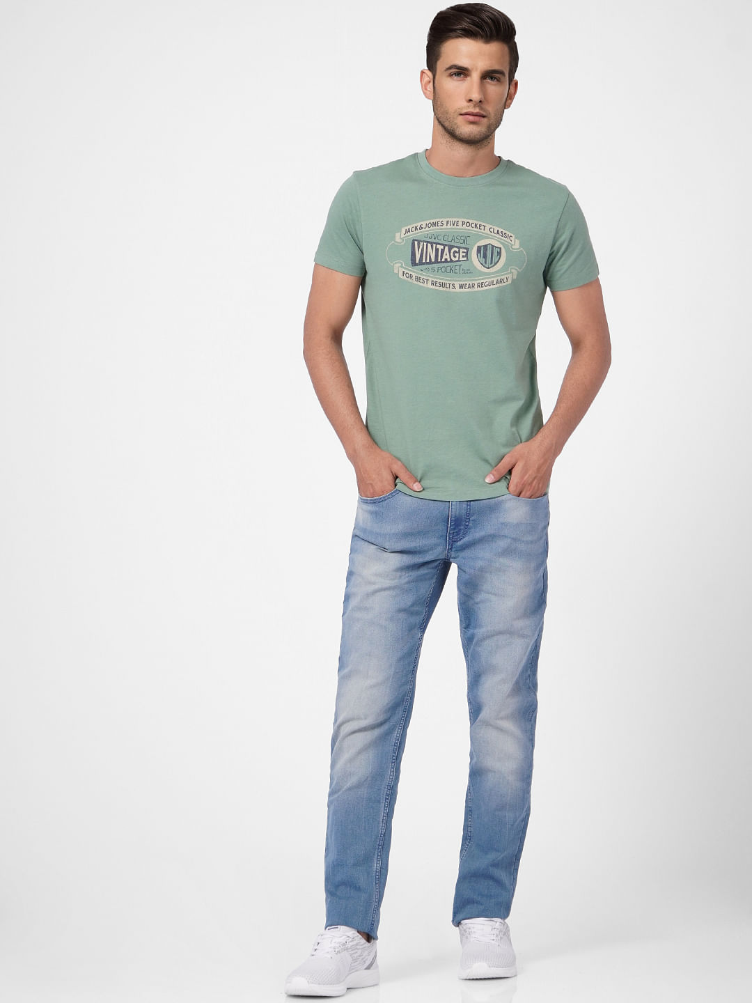 Green Graphic Print Crew Neck T-shirt