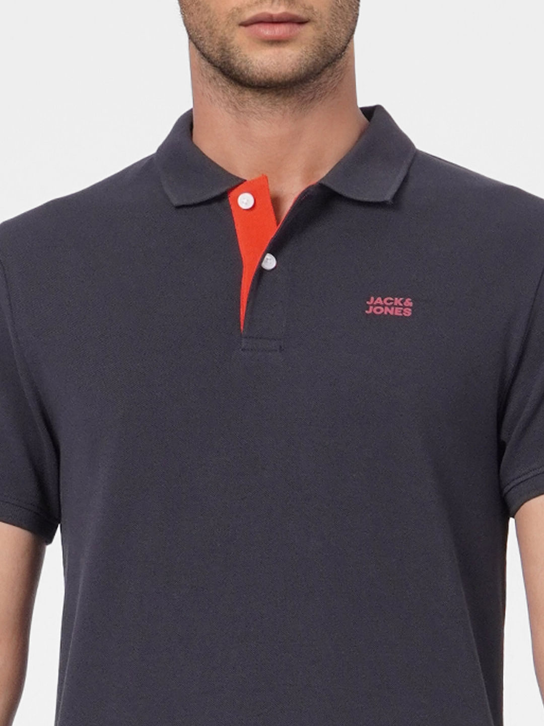 Black Logo Print Polo Neck T-shirt