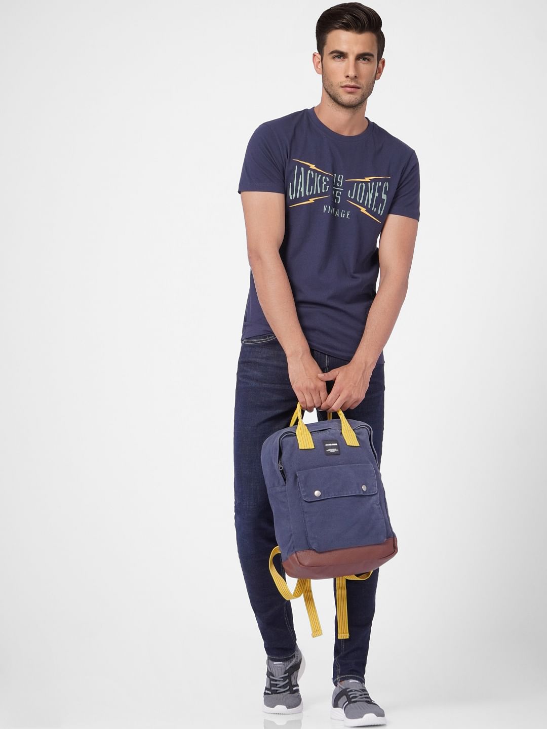 Blue Graphic Print Crew Neck T-shirt