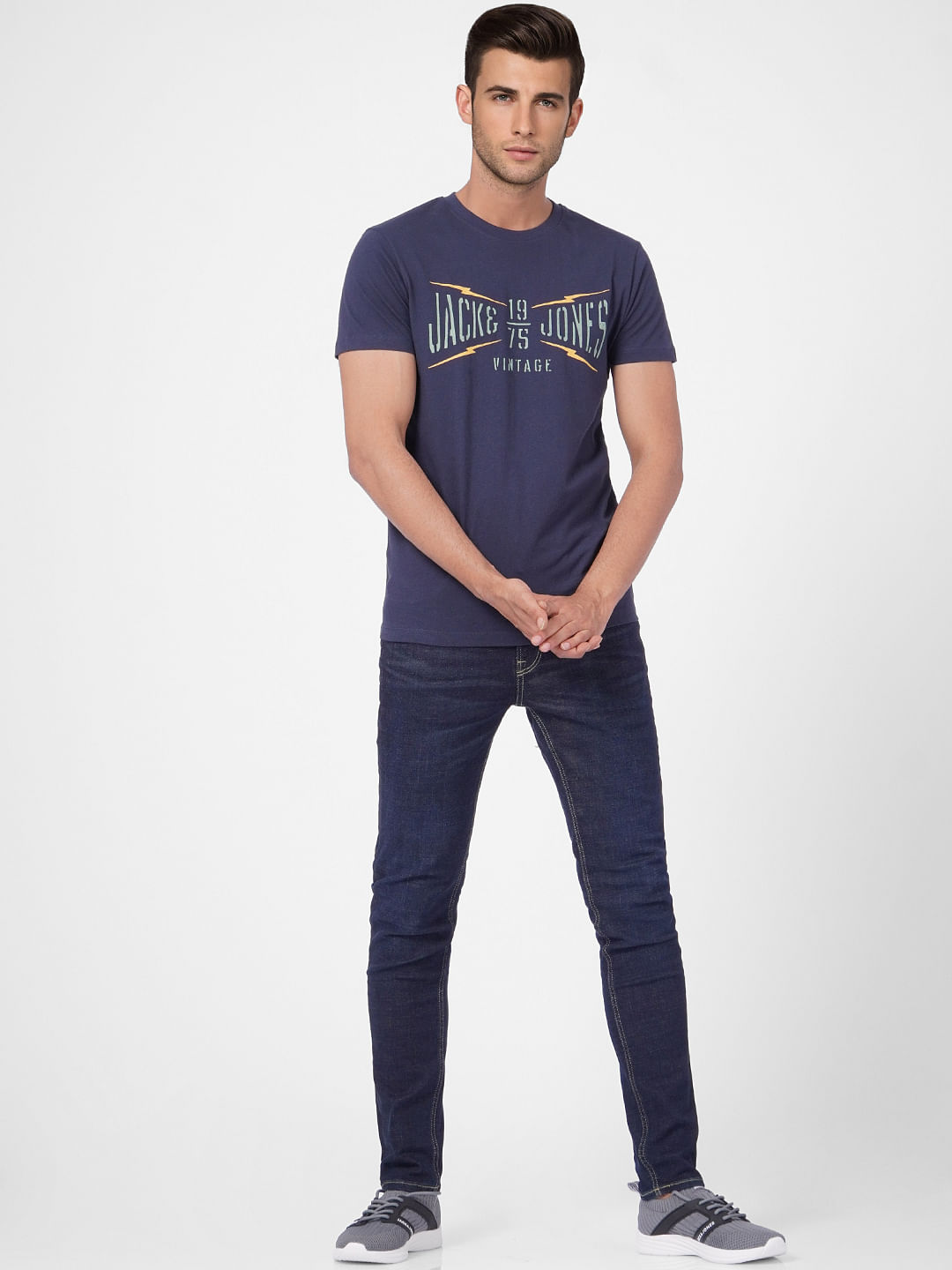Blue Graphic Print Crew Neck T-shirt