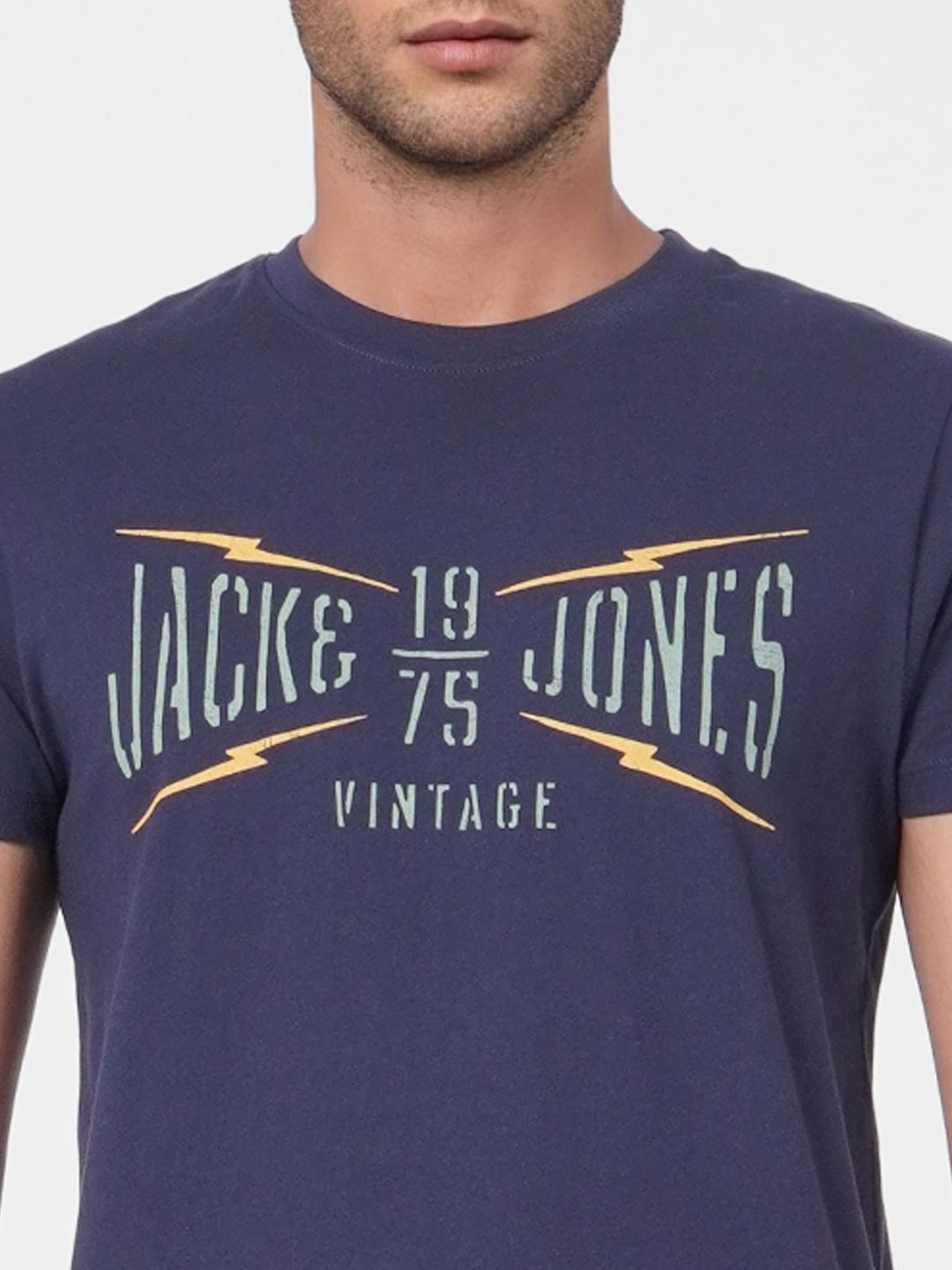 Blue Graphic Print Crew Neck T-shirt