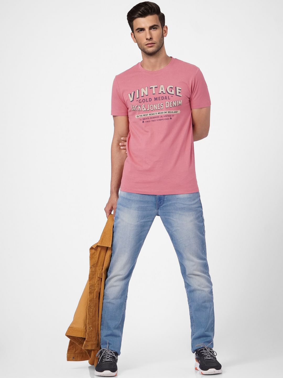 Purple Graphic Print Crew Neck T-shirt