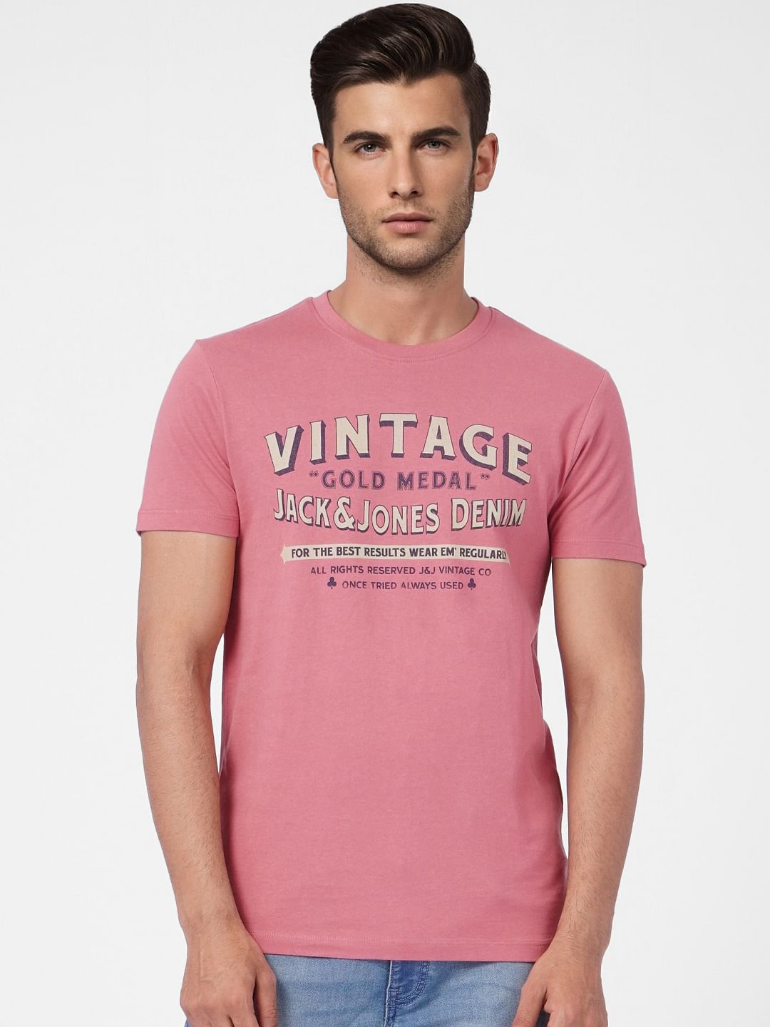 Purple Graphic Print Crew Neck T-shirt