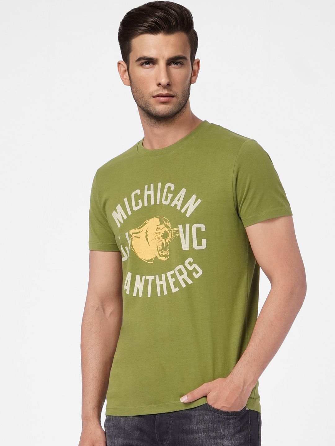 Green Graphic Print Crew Neck T-shirt