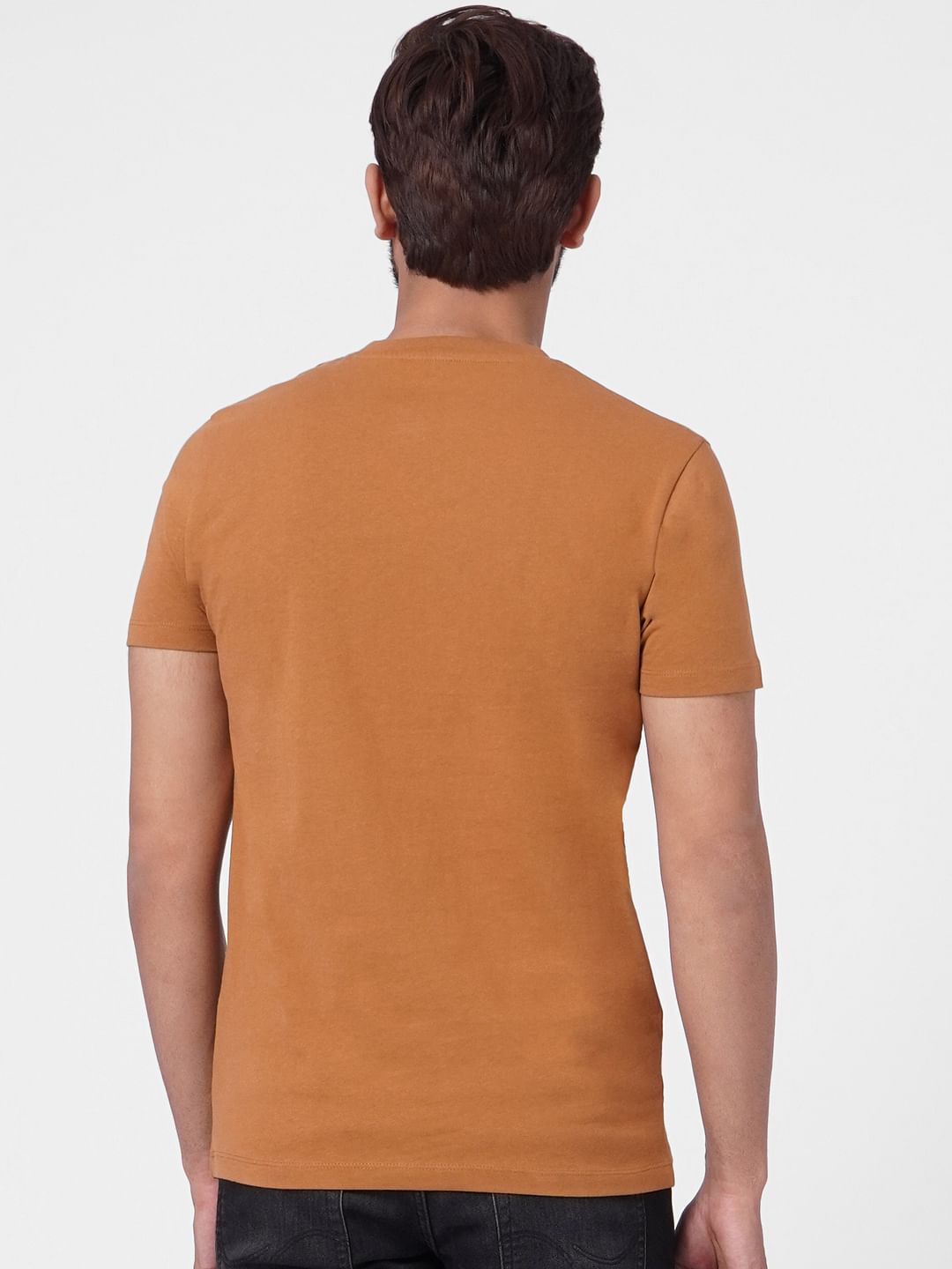 Brown Graphic Print Crew Neck T-shirt