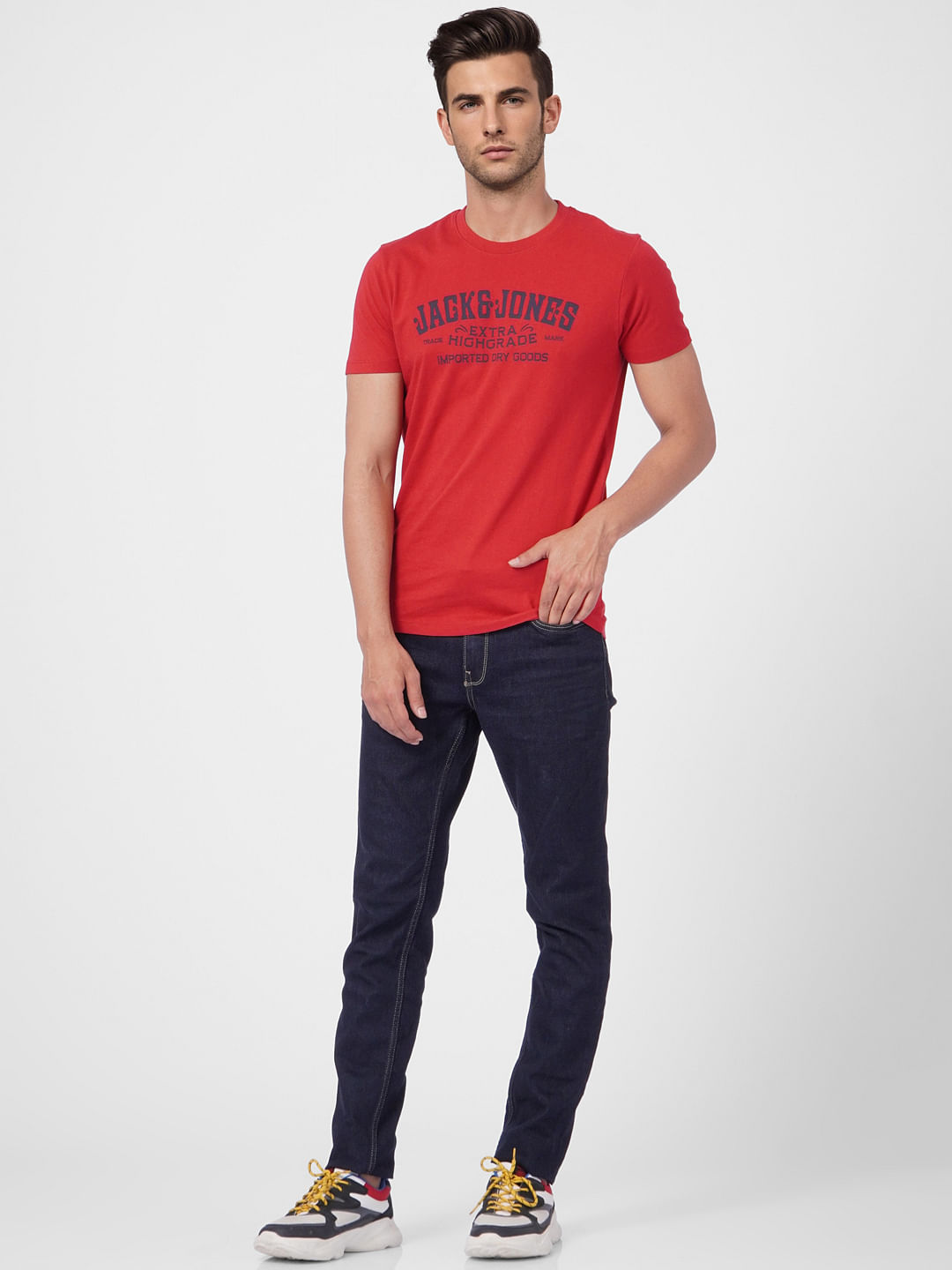 Red Graphic Crew Neck T-shirt
