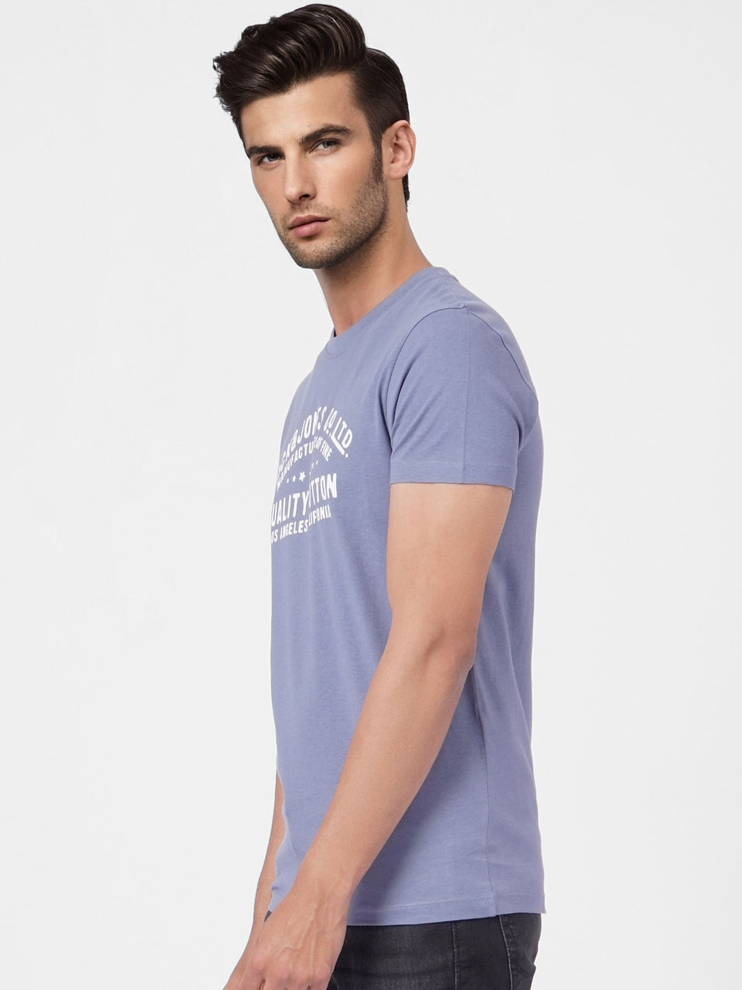 Blue Graphic Print Crew Neck T-shirt
