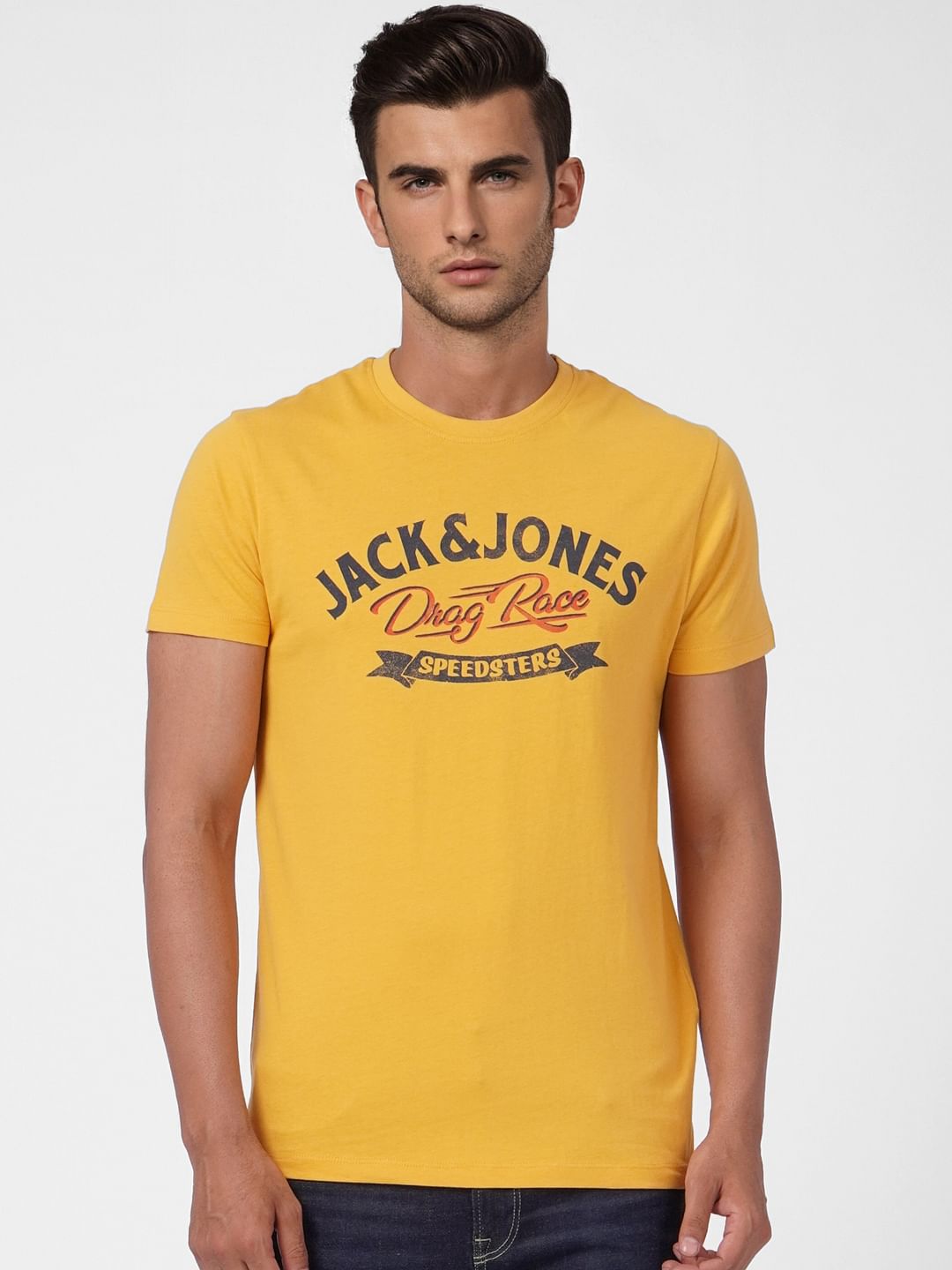 Yellow Graphic Print Crew Neck T-shirt