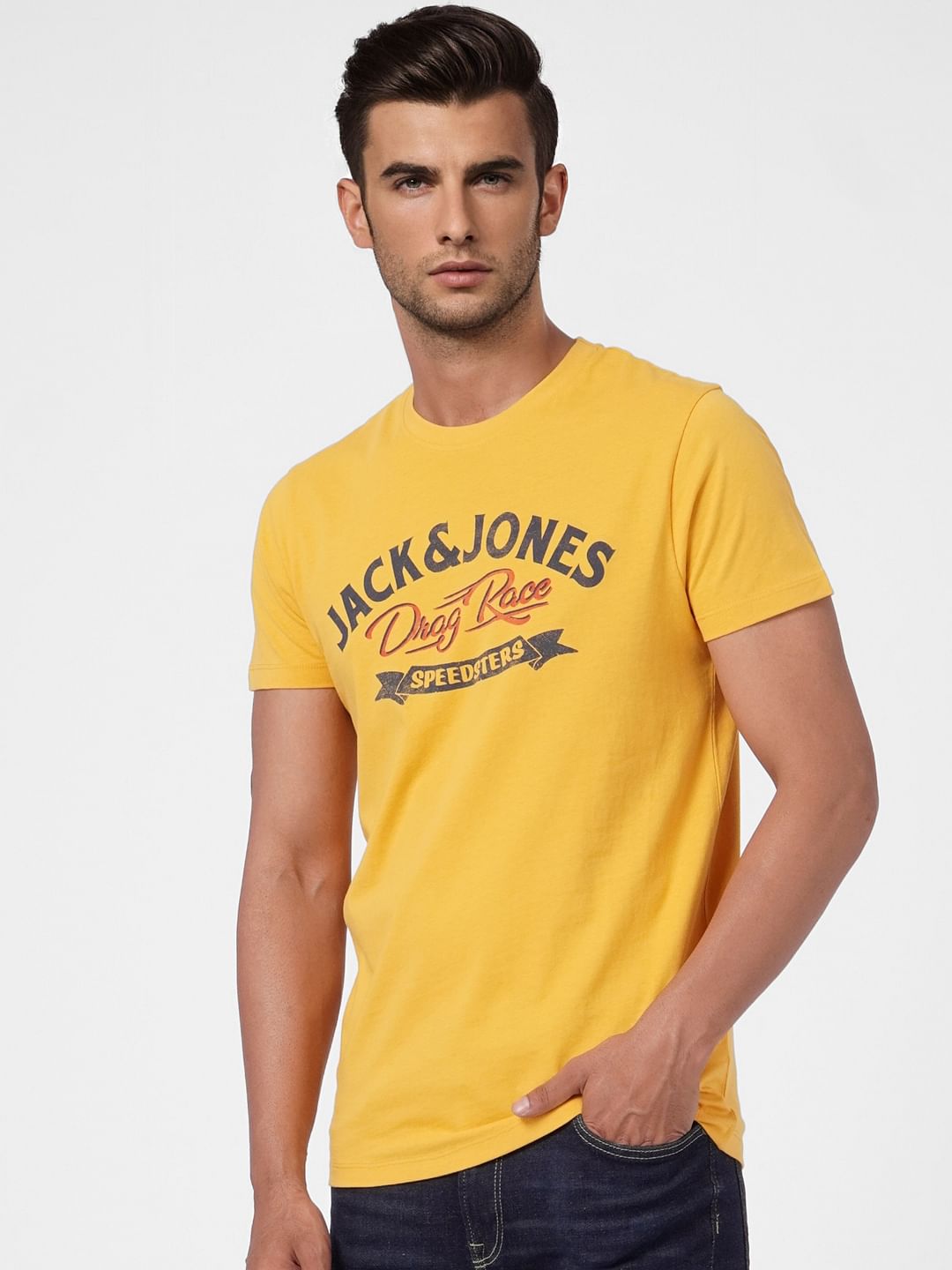 Yellow Graphic Print Crew Neck T-shirt