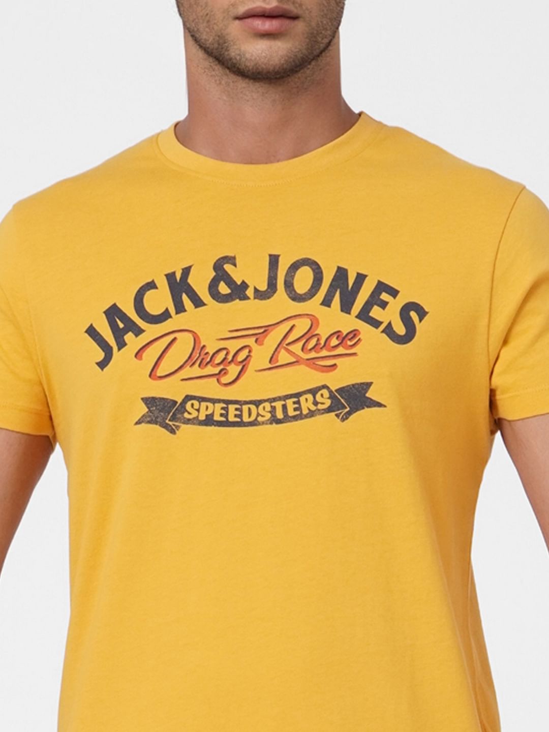 Yellow Graphic Print Crew Neck T-shirt