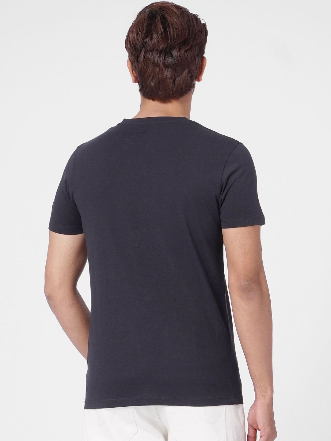 Black Graphic Print Crew Neck T-shirt