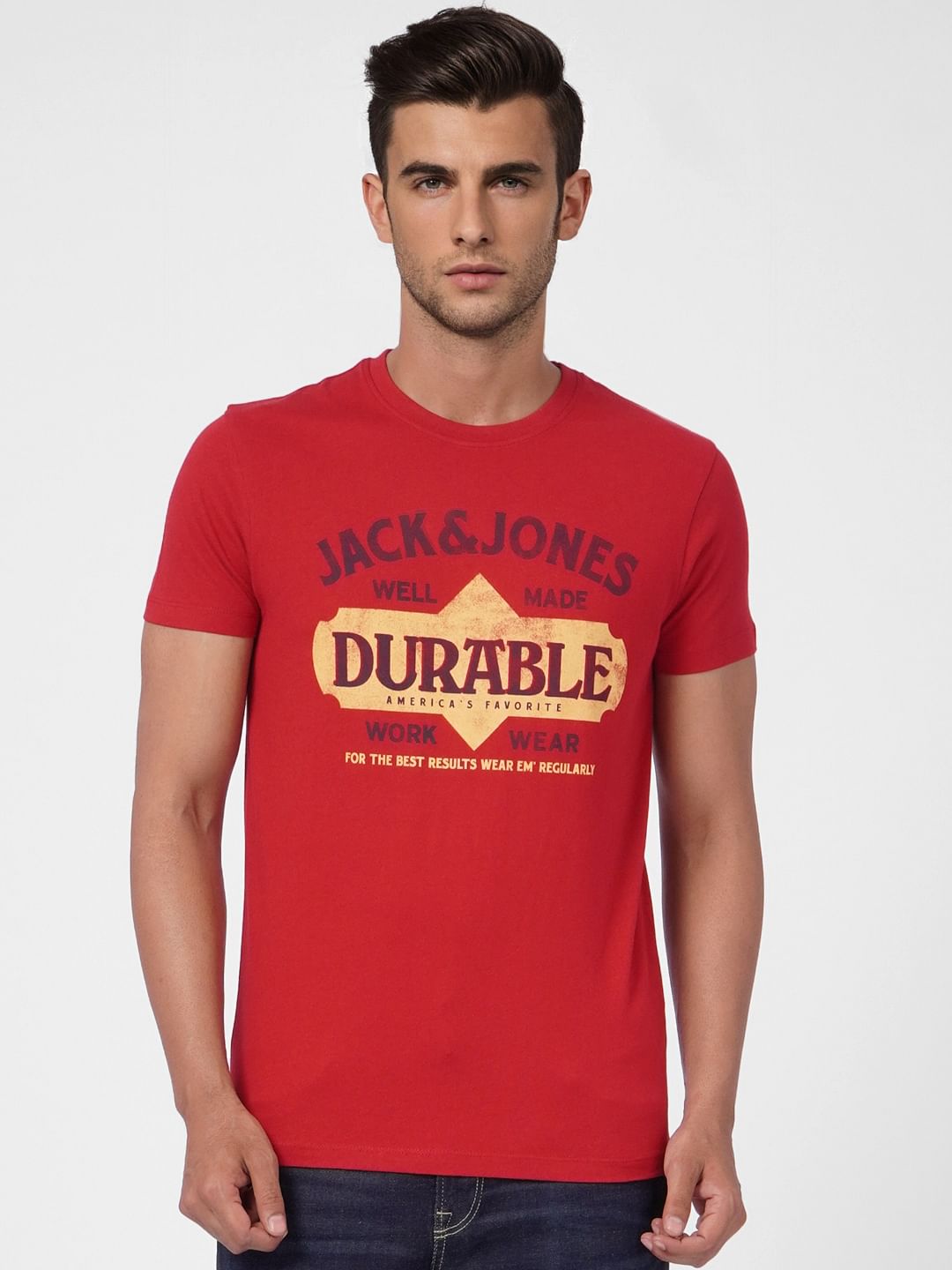 Red Graphic Print Crew Neck T-shirt
