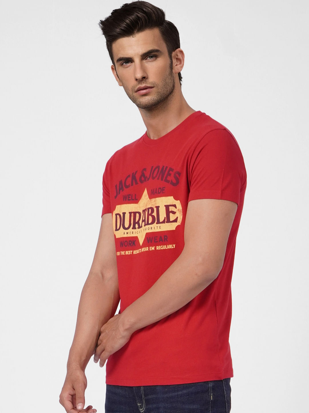 Red Graphic Print Crew Neck T-shirt