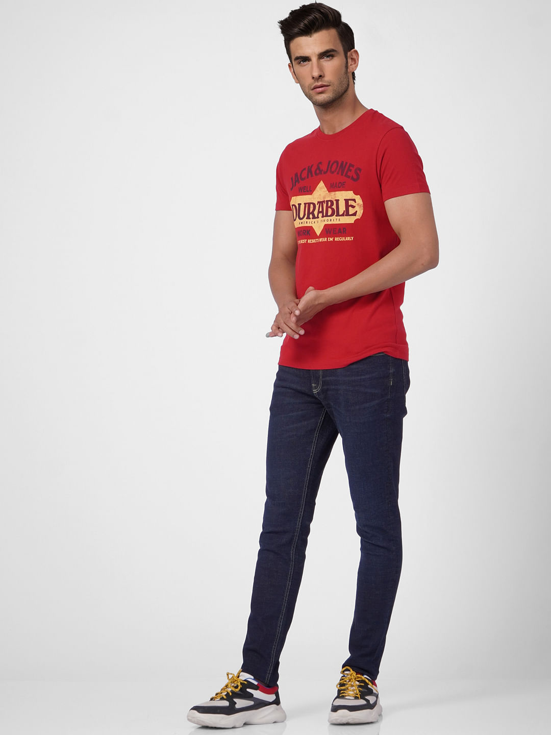 Red Graphic Print Crew Neck T-shirt
