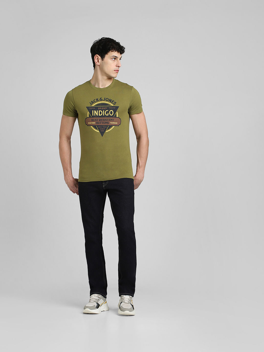 Green Graphic Print Crew Neck T-shirt