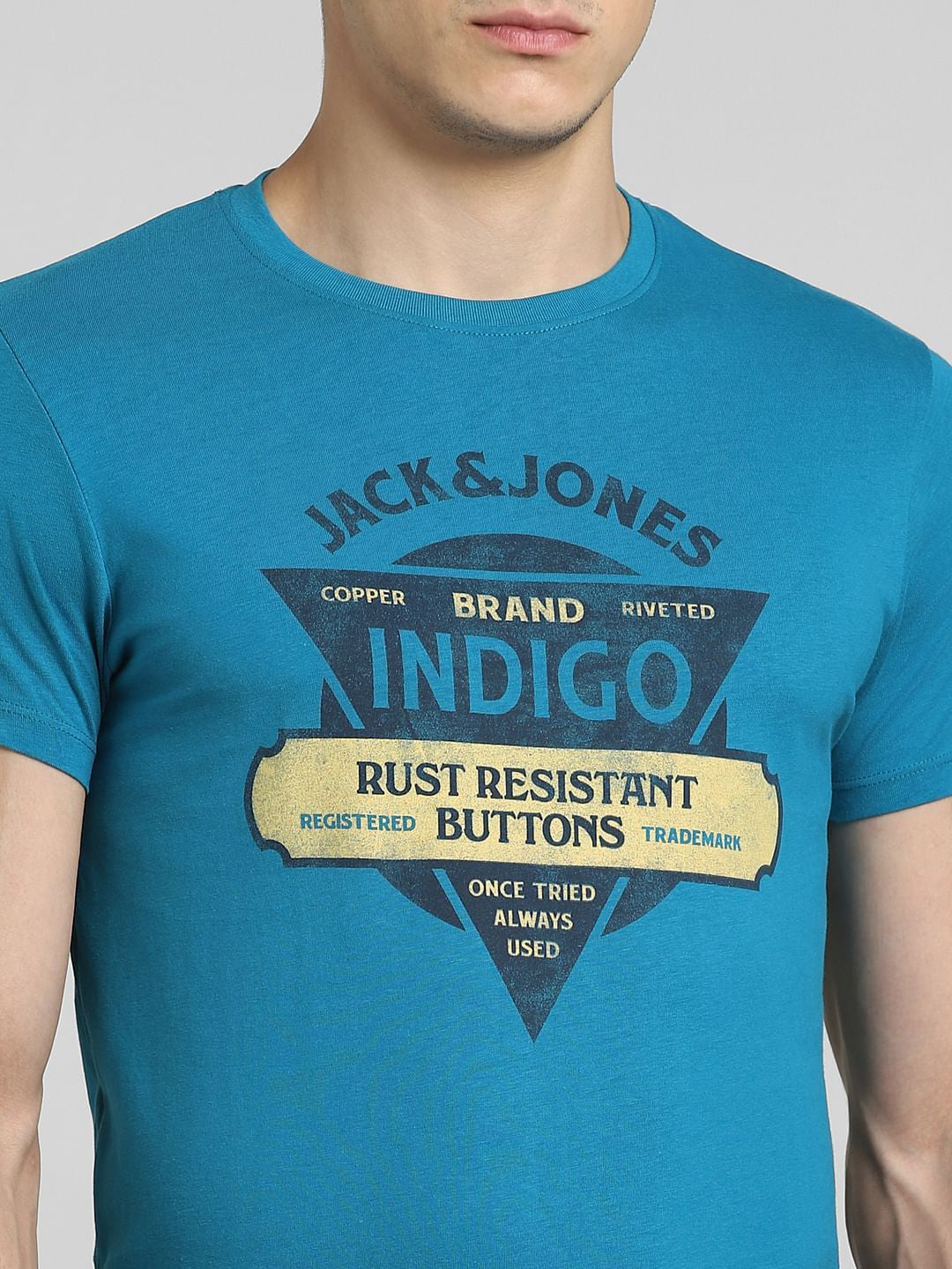 Blue Graphic Print Crew Neck T-shirt