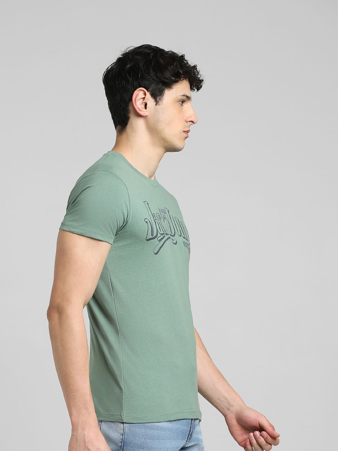 Green Logo Print Crew Neck T-shirt
