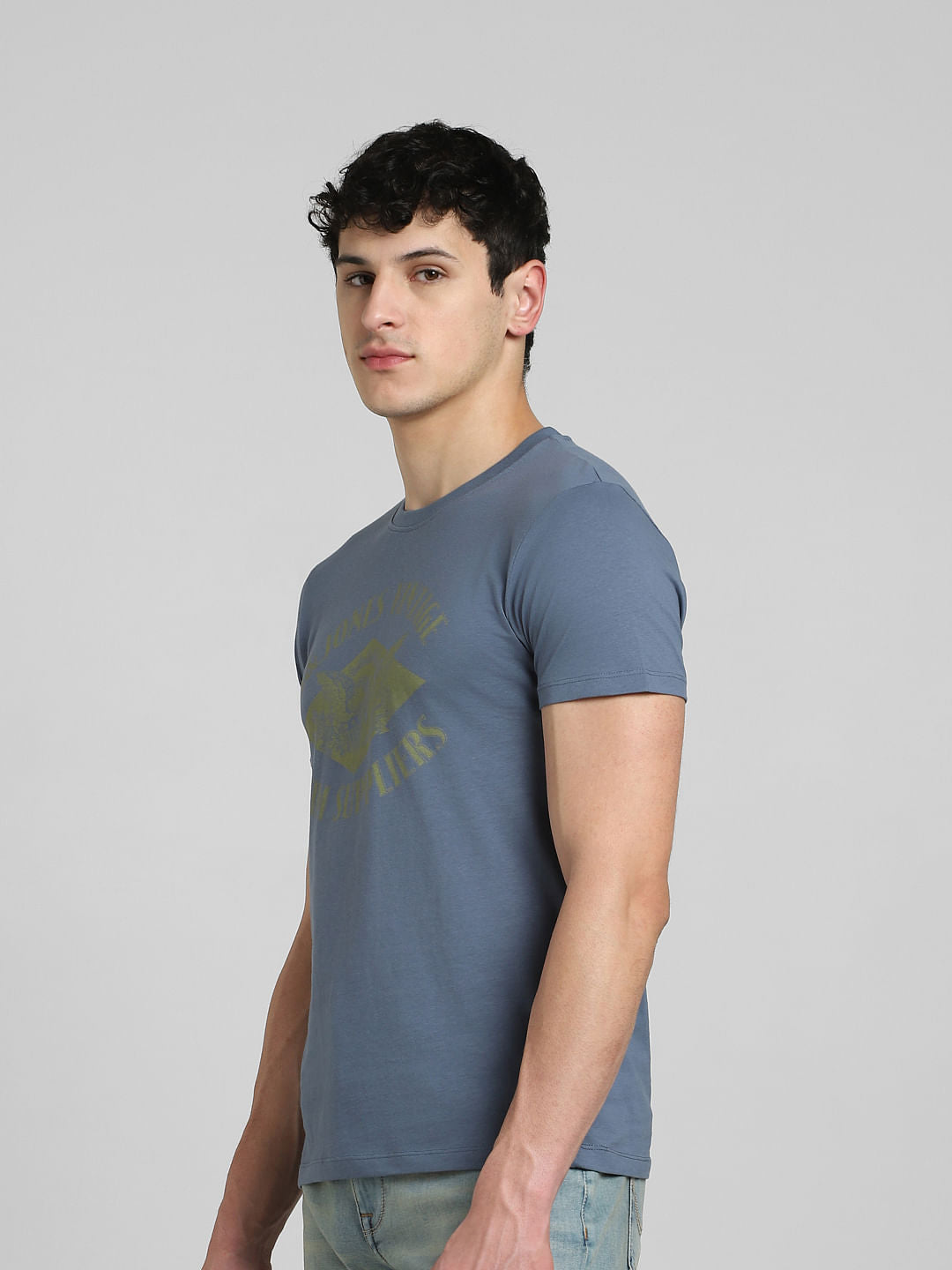Blue Graphic Print Crew Neck T-shirt