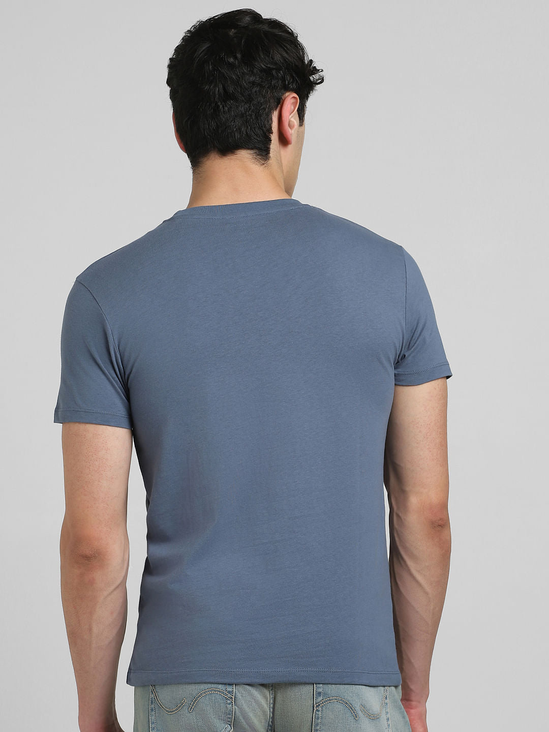Blue Graphic Print Crew Neck T-shirt