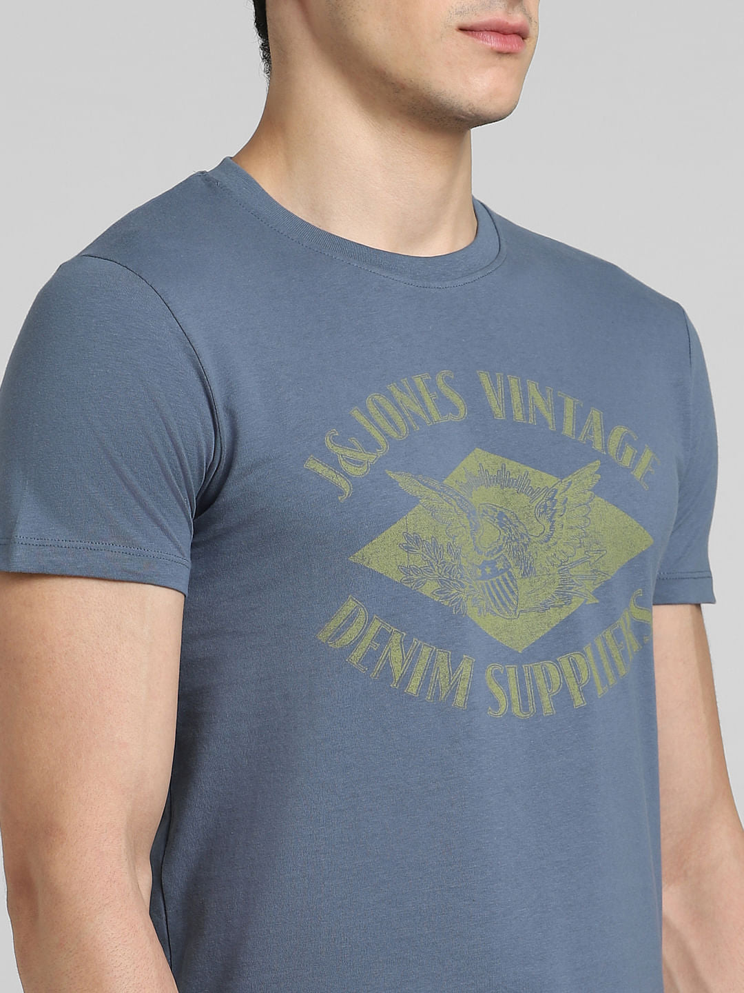 Blue Graphic Print Crew Neck T-shirt