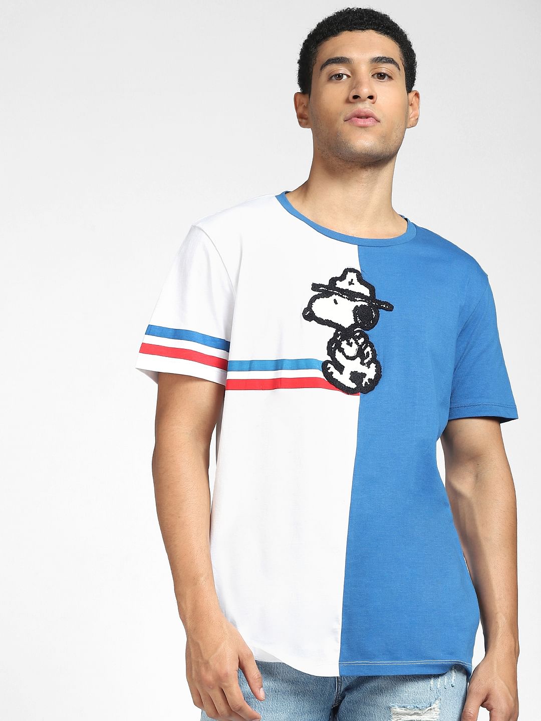 X PEANUTS Blue Graphic Print T-shirt