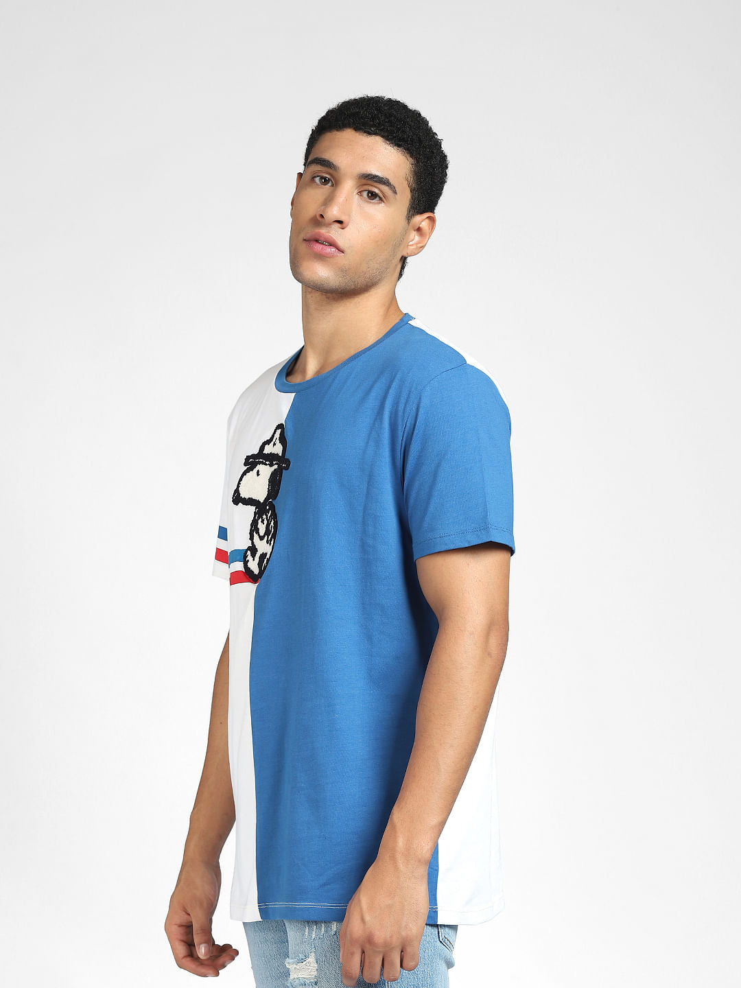 X PEANUTS Blue Graphic Print T-shirt