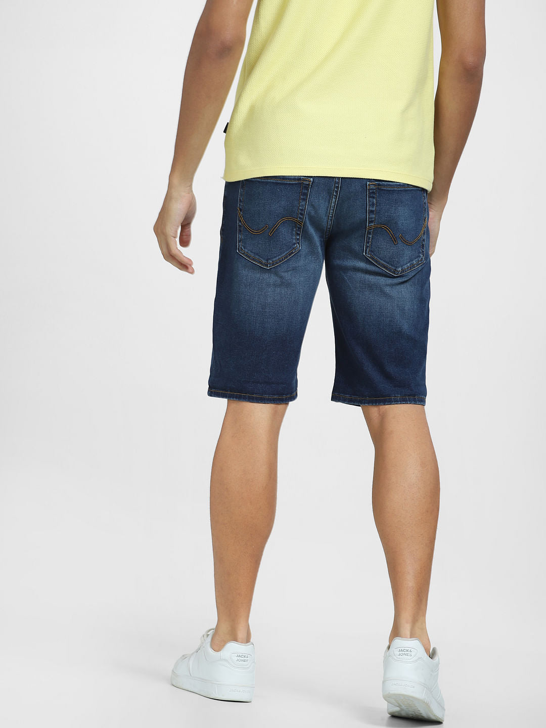 Blue Mid Rise Denim Shorts