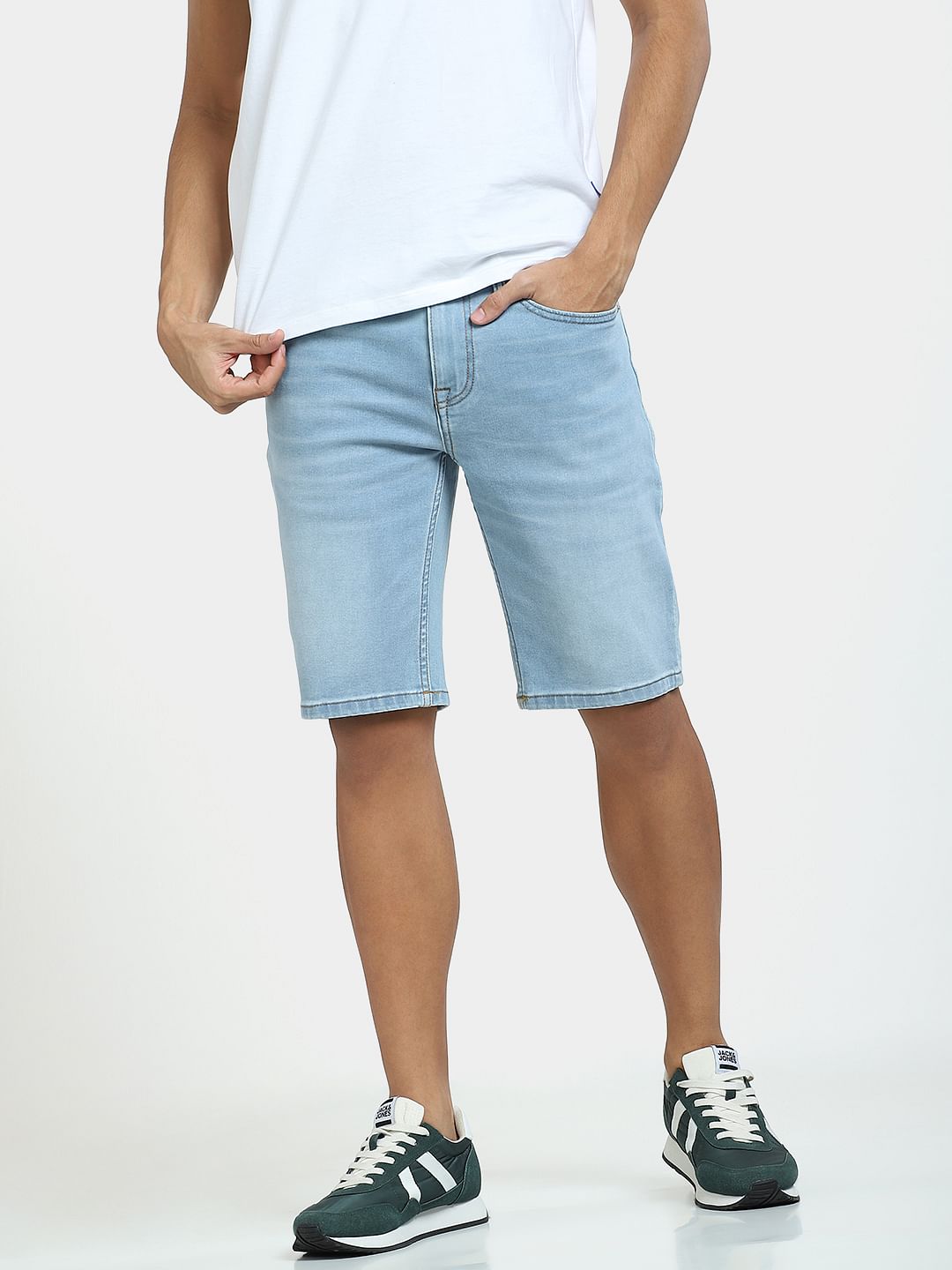 Light Blue Low Rise Denim Shorts