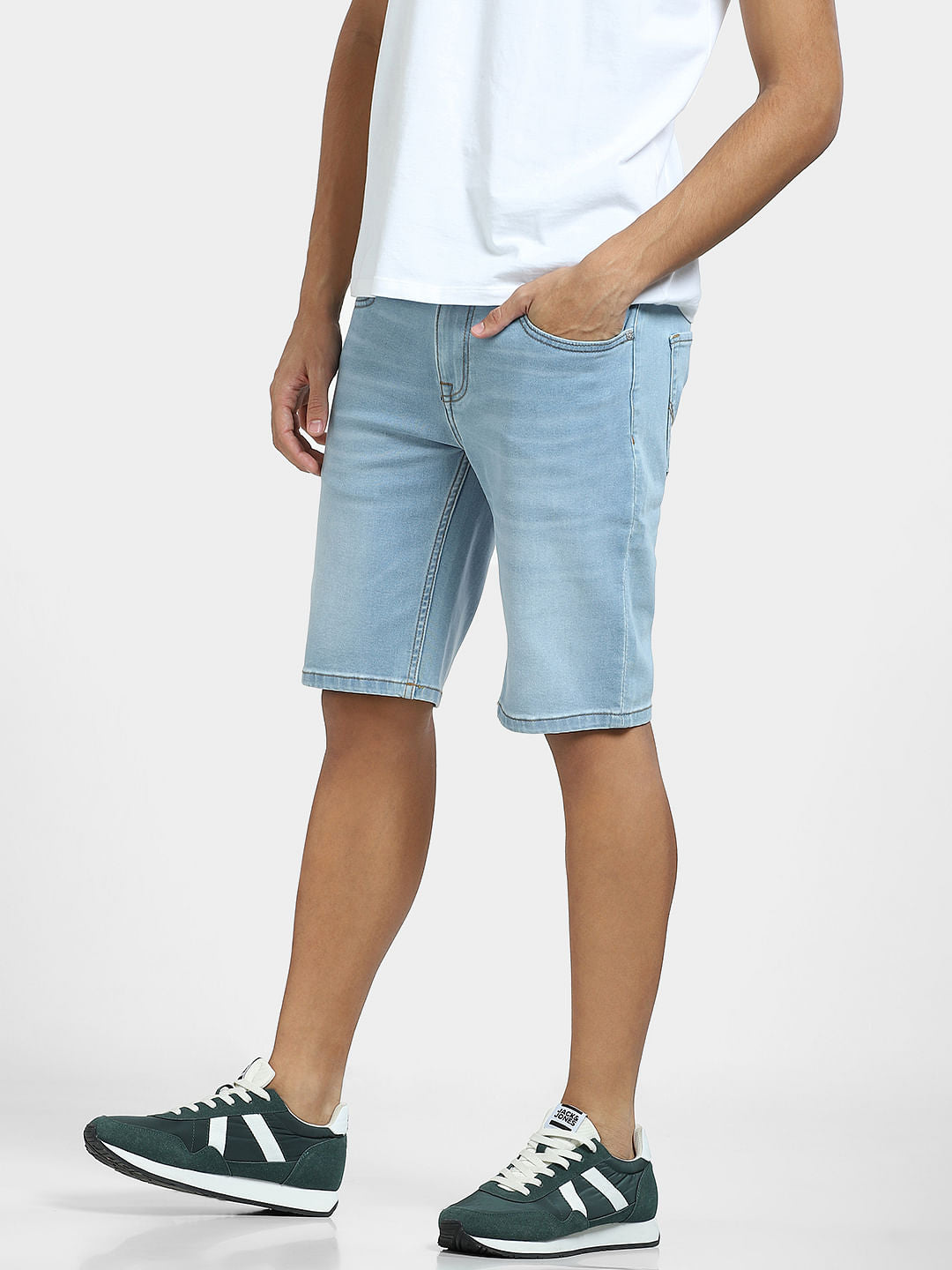 Light Blue Low Rise Denim Shorts