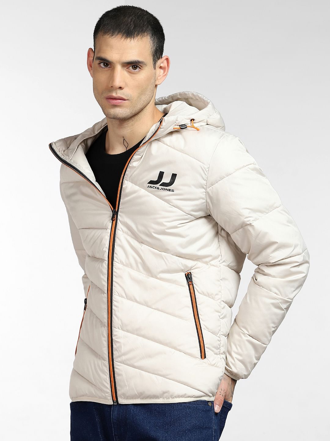 Beige Hooded Puffer Jacket