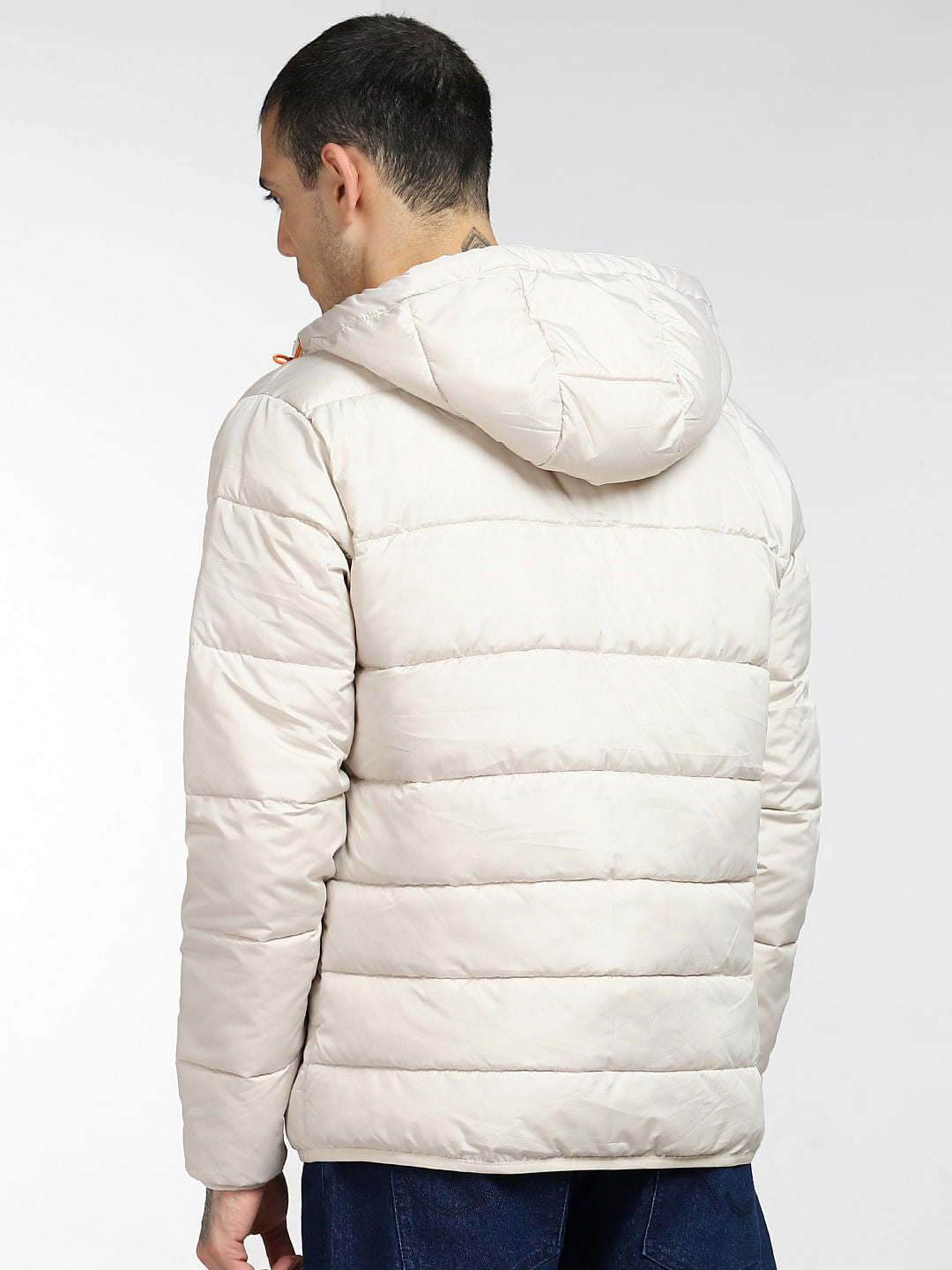Beige Hooded Puffer Jacket