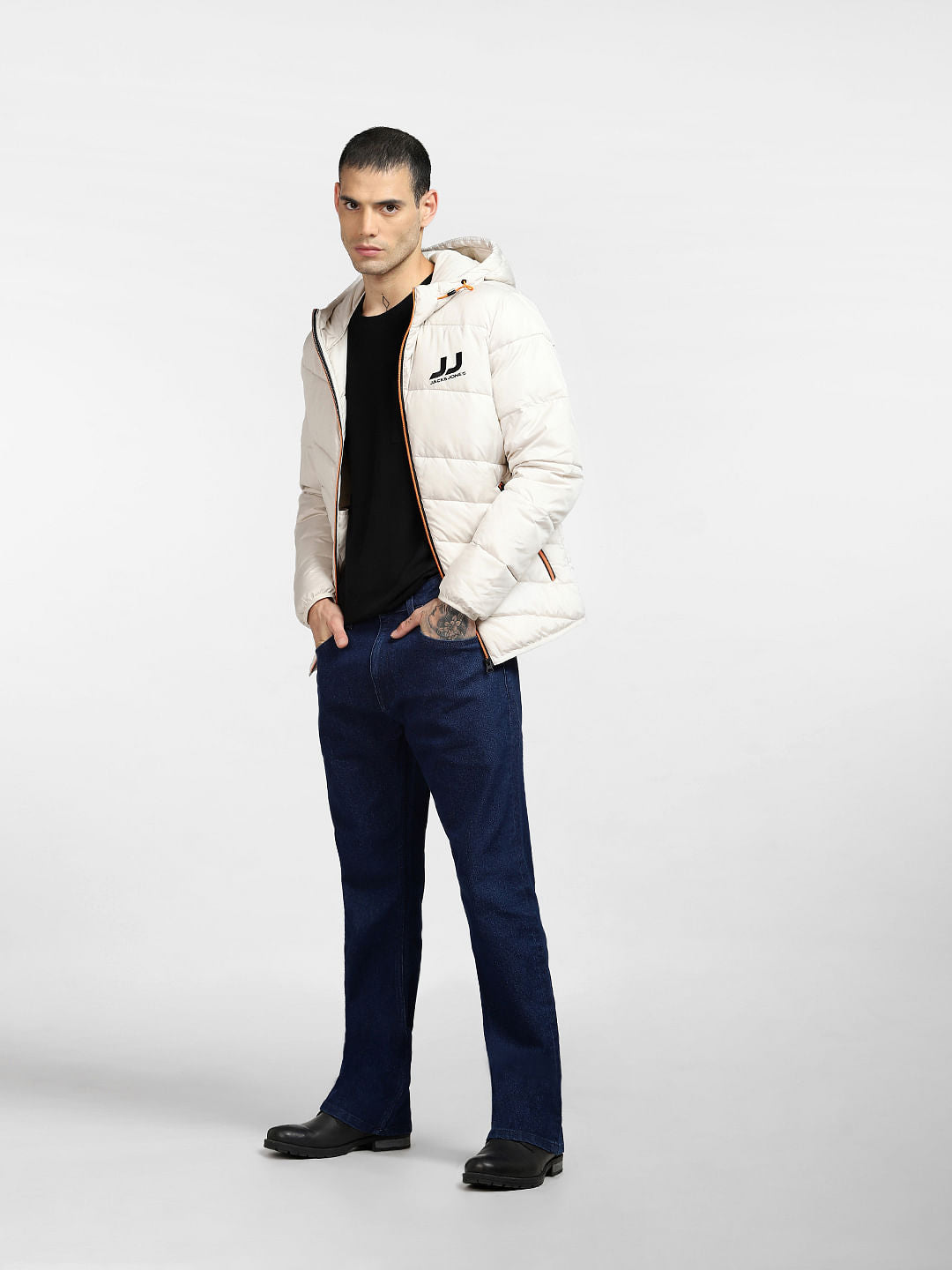 Beige Hooded Puffer Jacket