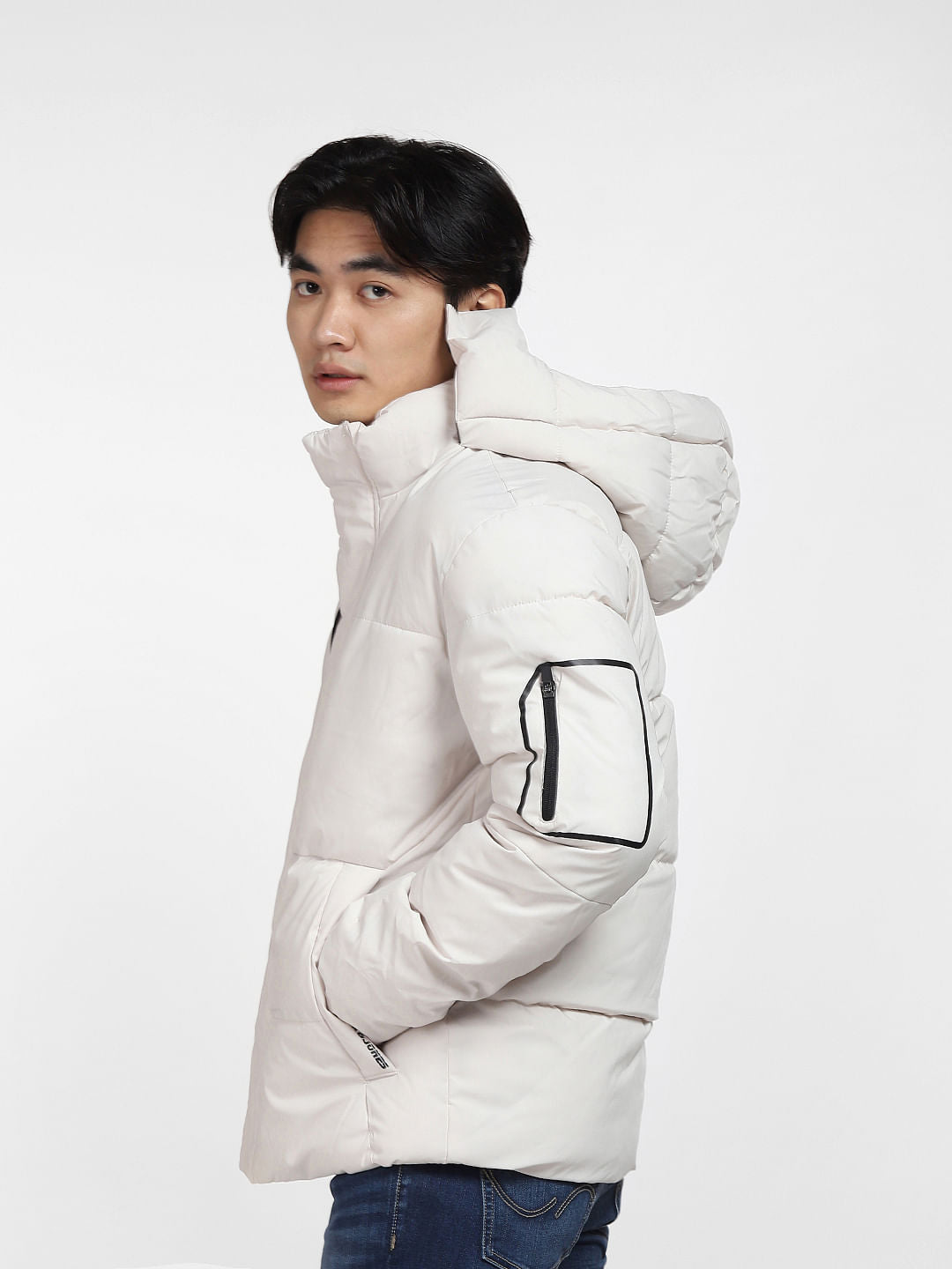 Light Grey Hooded Puffer Jacket