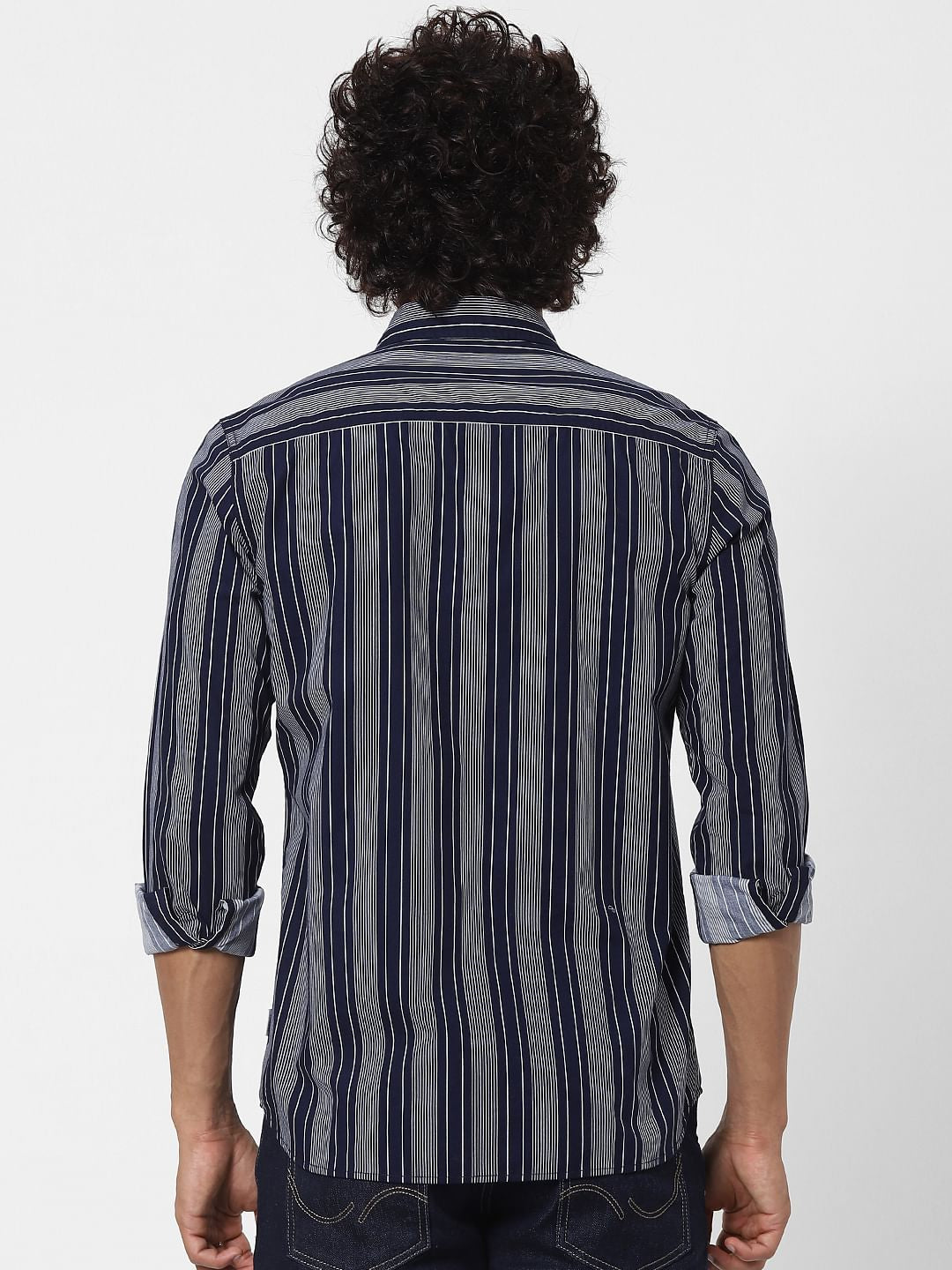Blue Striped Full Sleeves Shirt