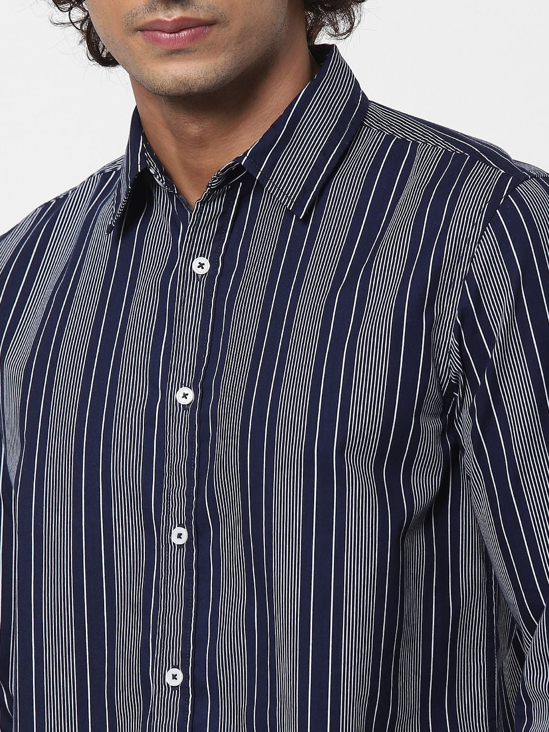 Blue Striped Full Sleeves Shirt