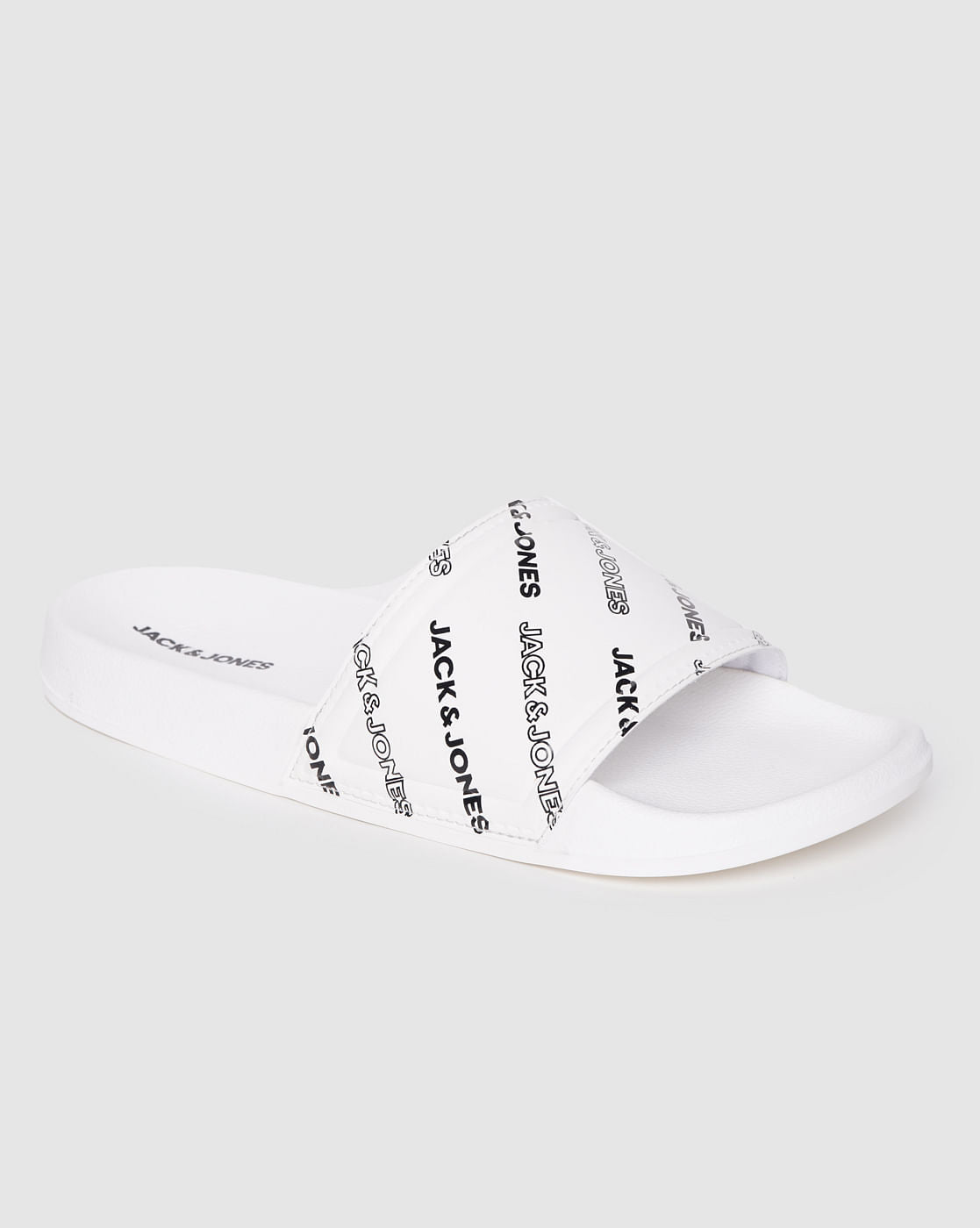 White Logo Print Sliders