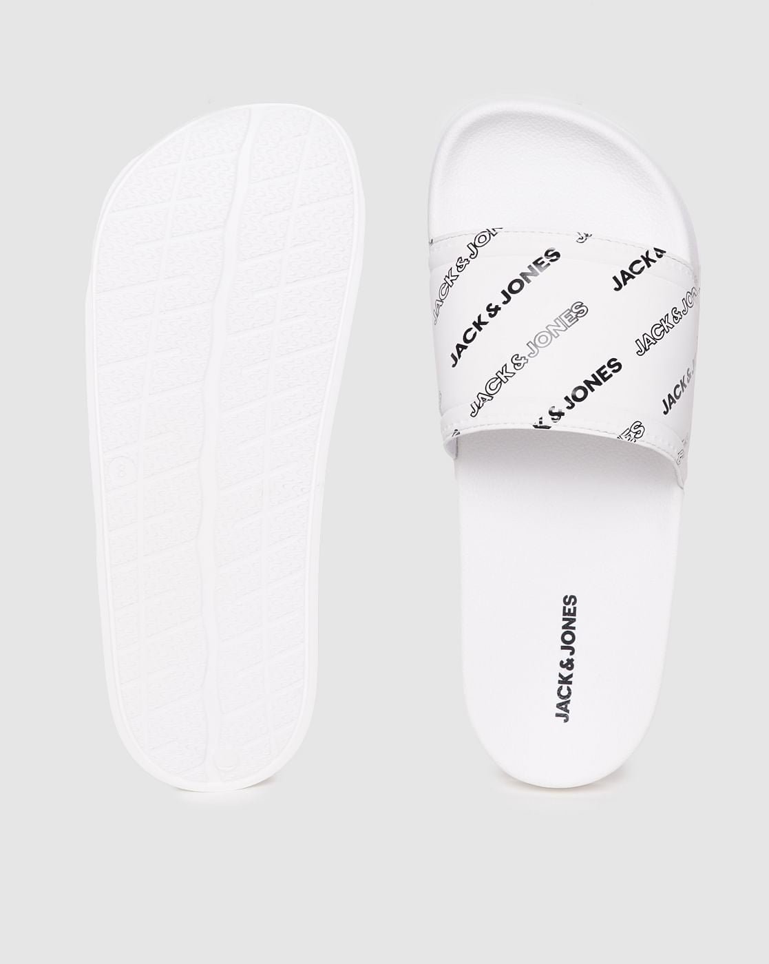 White Logo Print Sliders