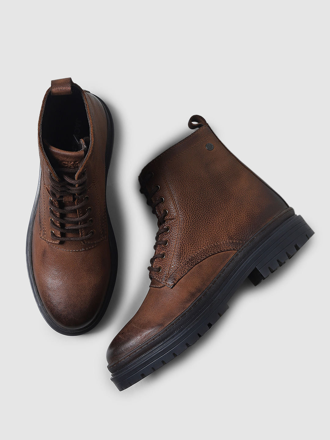 Brown Vintage Styled Leather Boots
