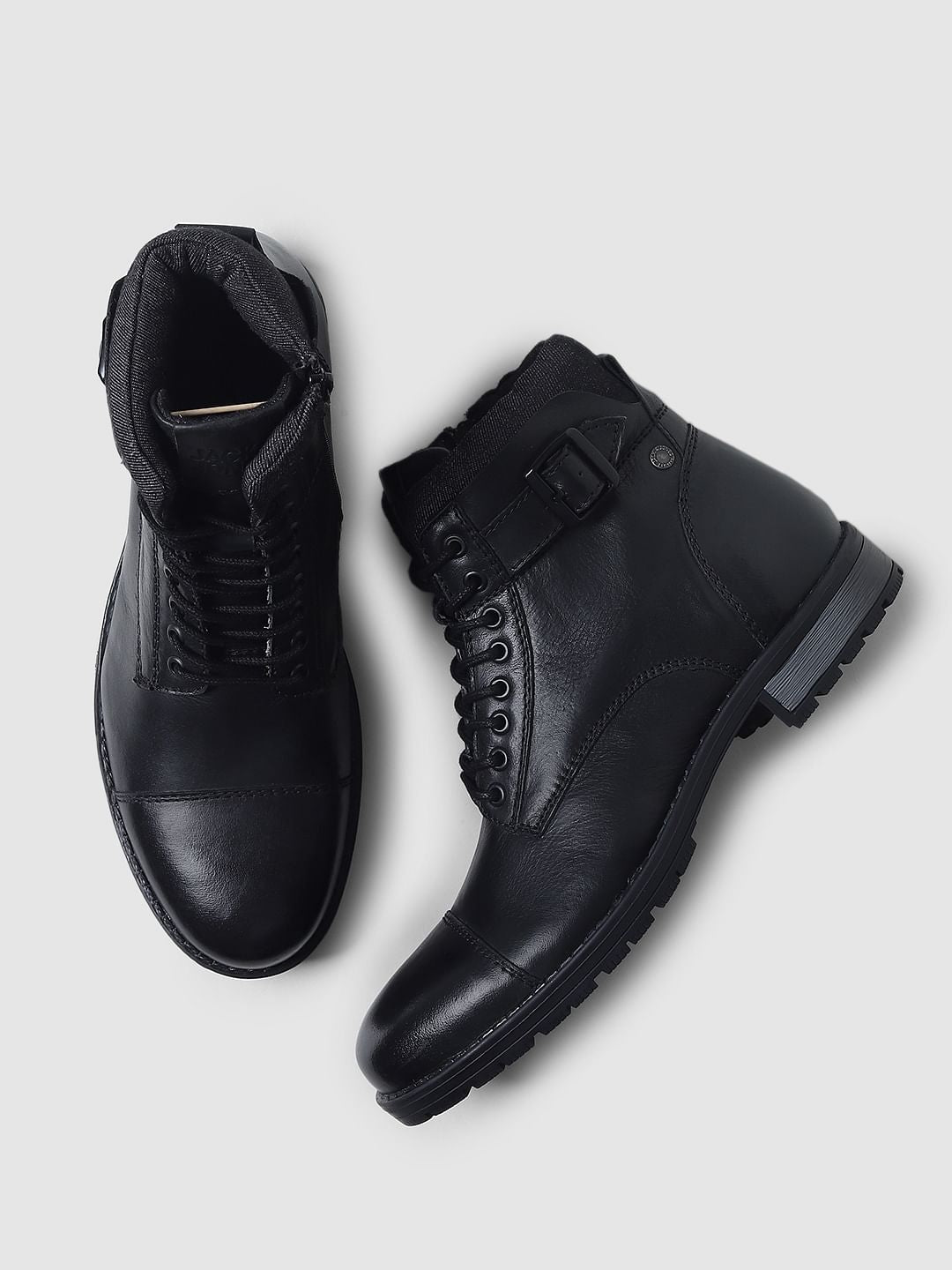 Black Leather Biker Boots