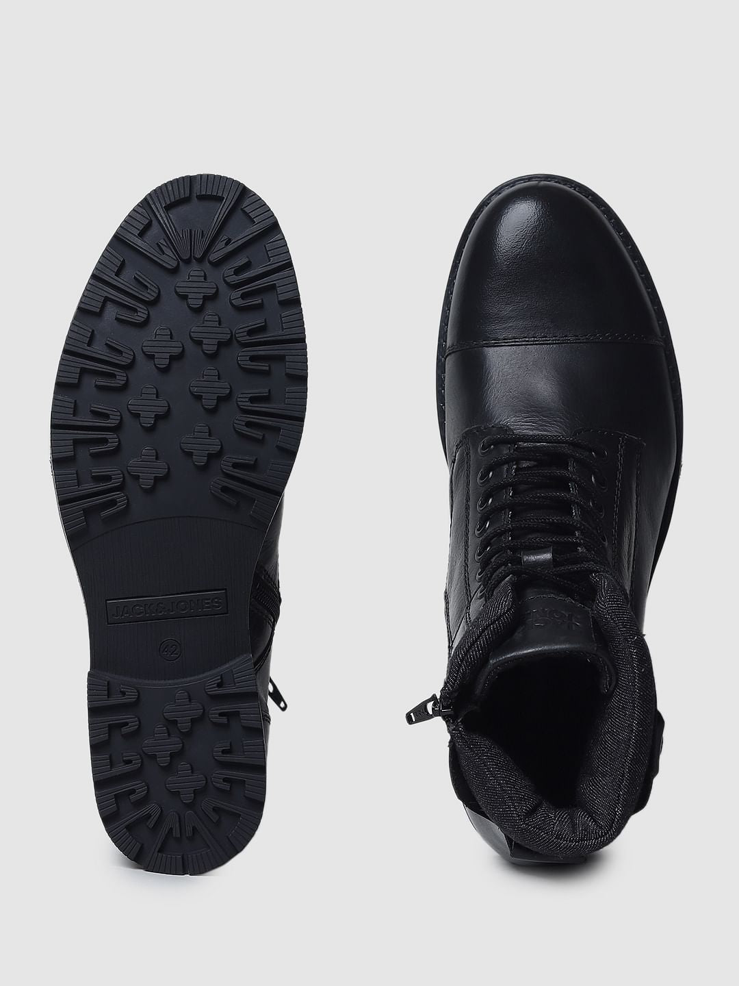 Black Leather Biker Boots