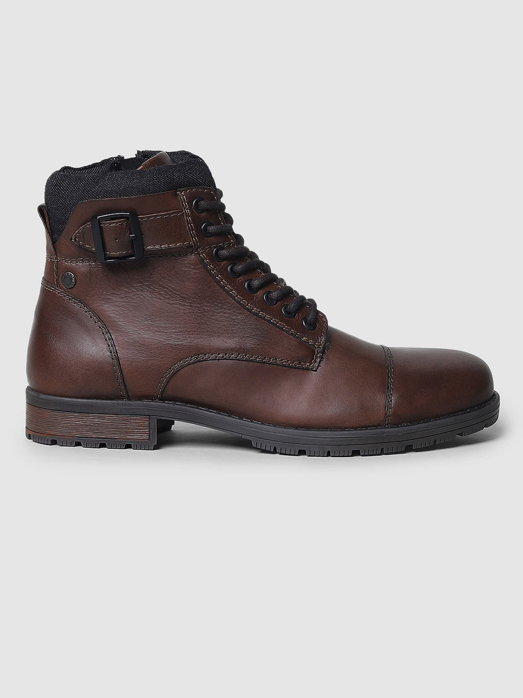 Brown Leather Biker Boots