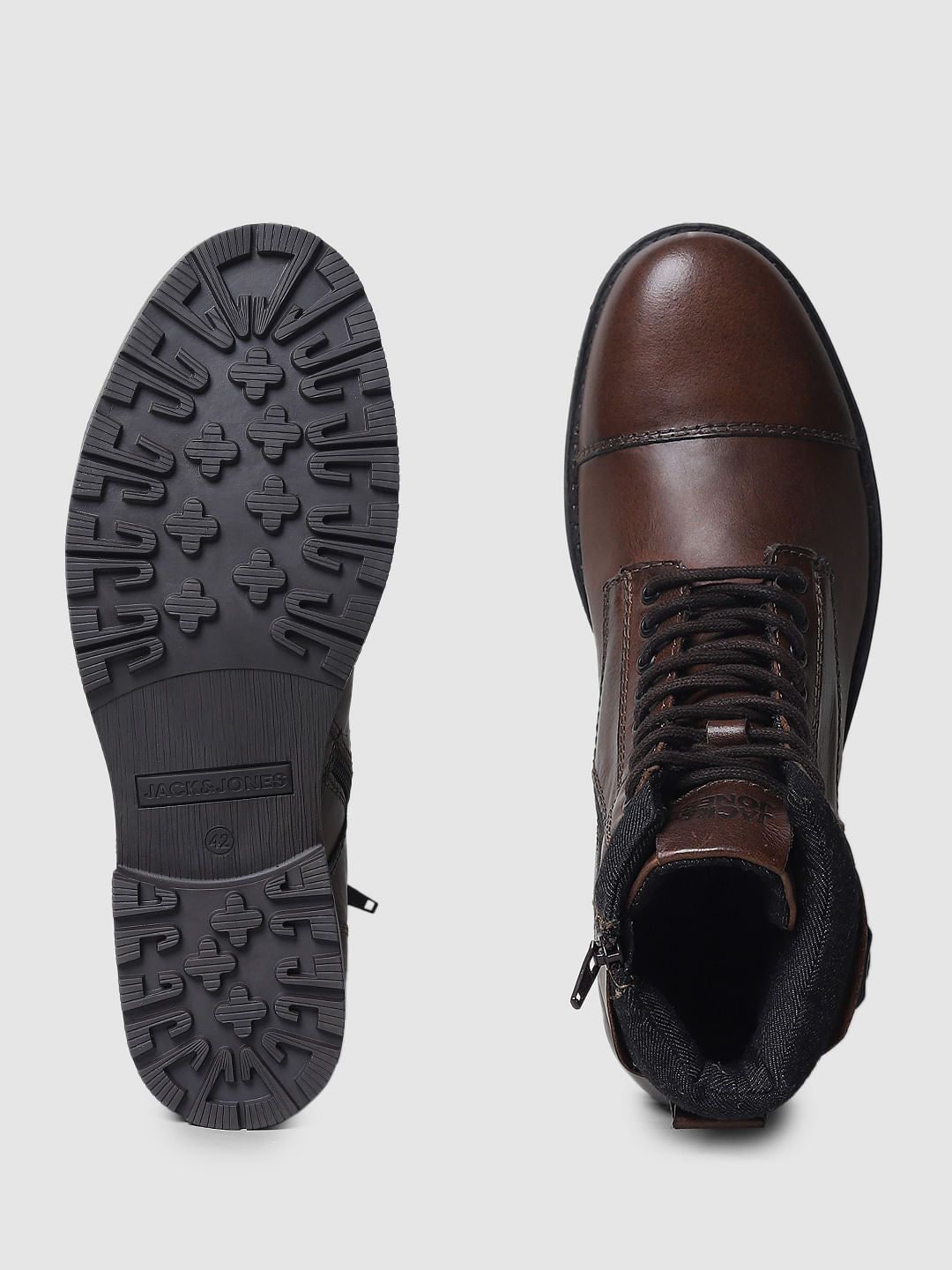 Brown Leather Biker Boots