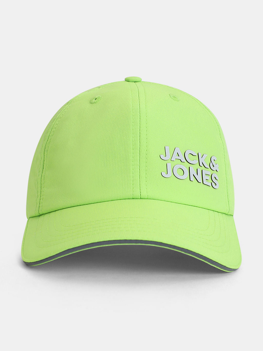 Neon Green Logo Print Activewear Cap