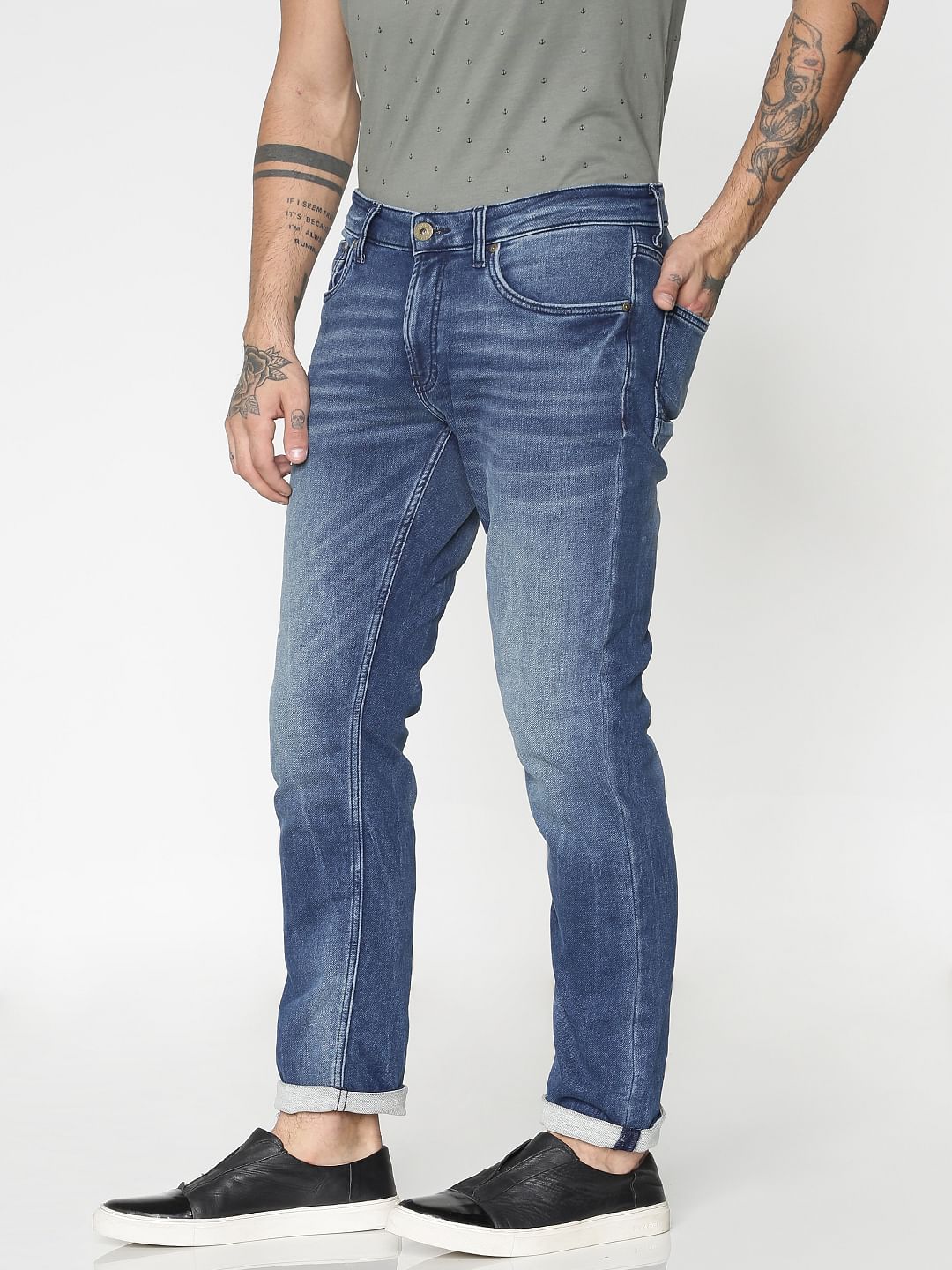 Blue Low Rise Washed Ben Skinny Jeans