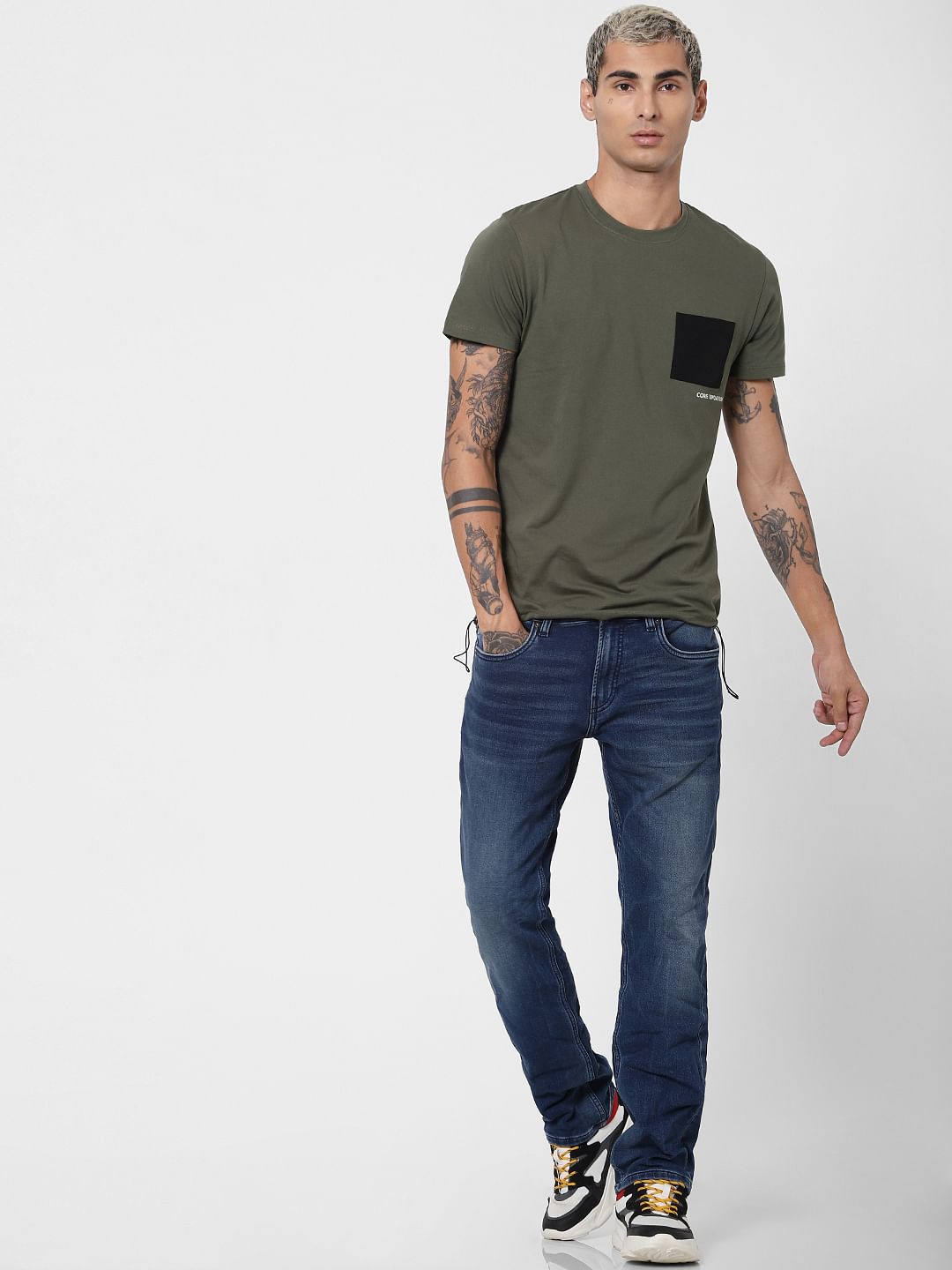 Blue Mid Rise Clark Regular Jeans