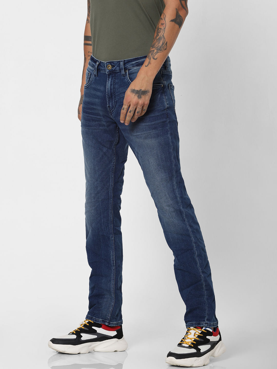 Blue Mid Rise Clark Regular Jeans