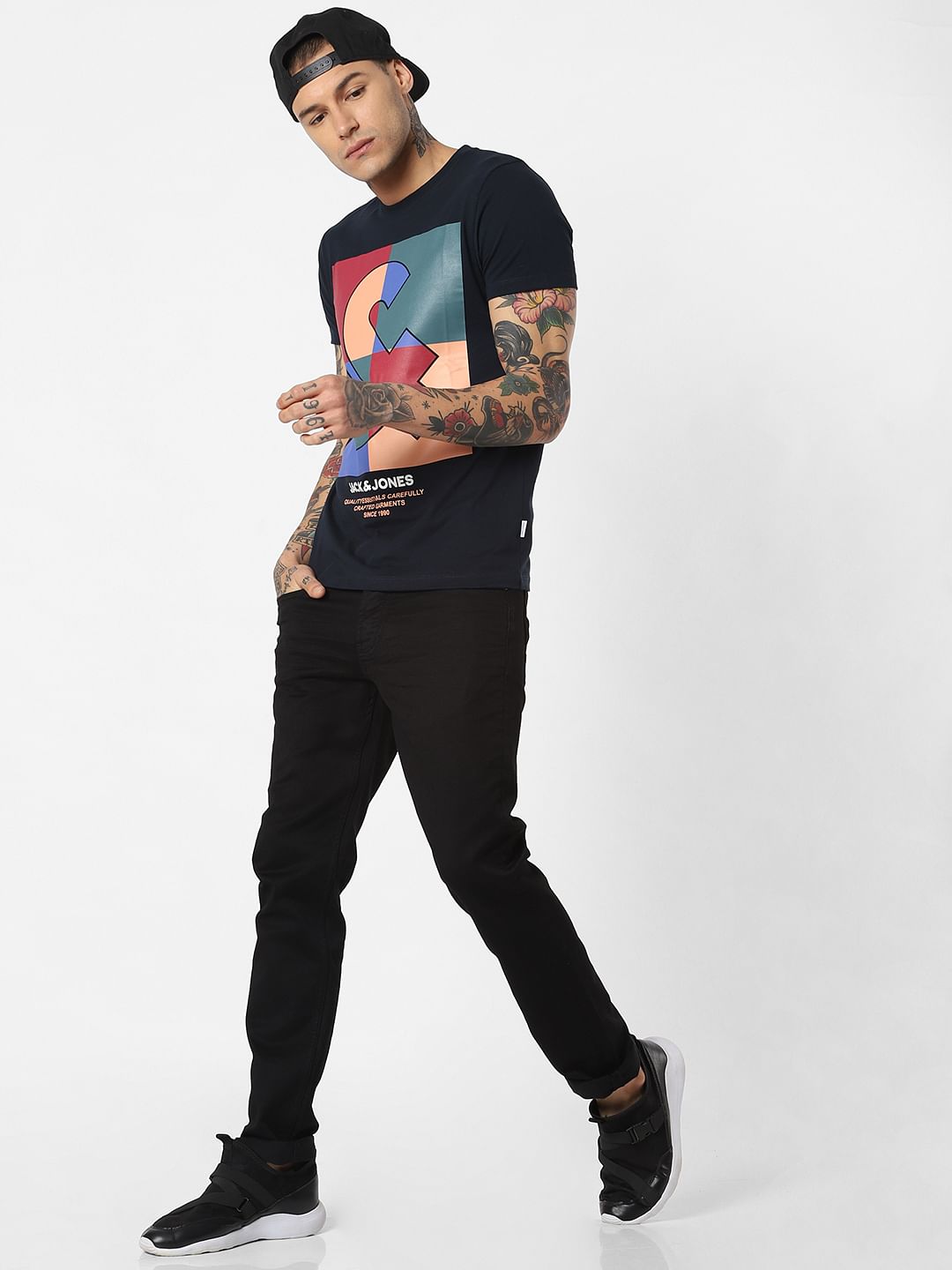 Black Low Rise Glenn Slim Fit Jeans