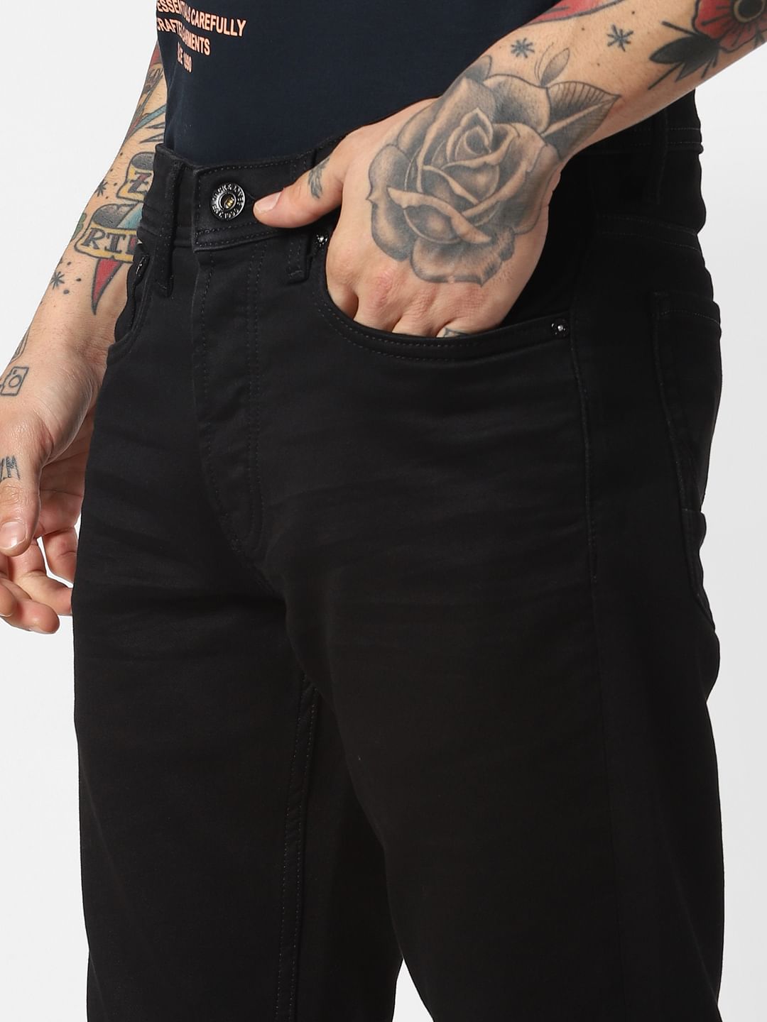 Black Low Rise Glenn Slim Fit Jeans