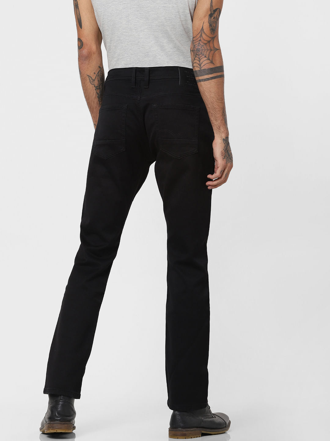 Black Mid Rise Clark Regular Fit Jeans
