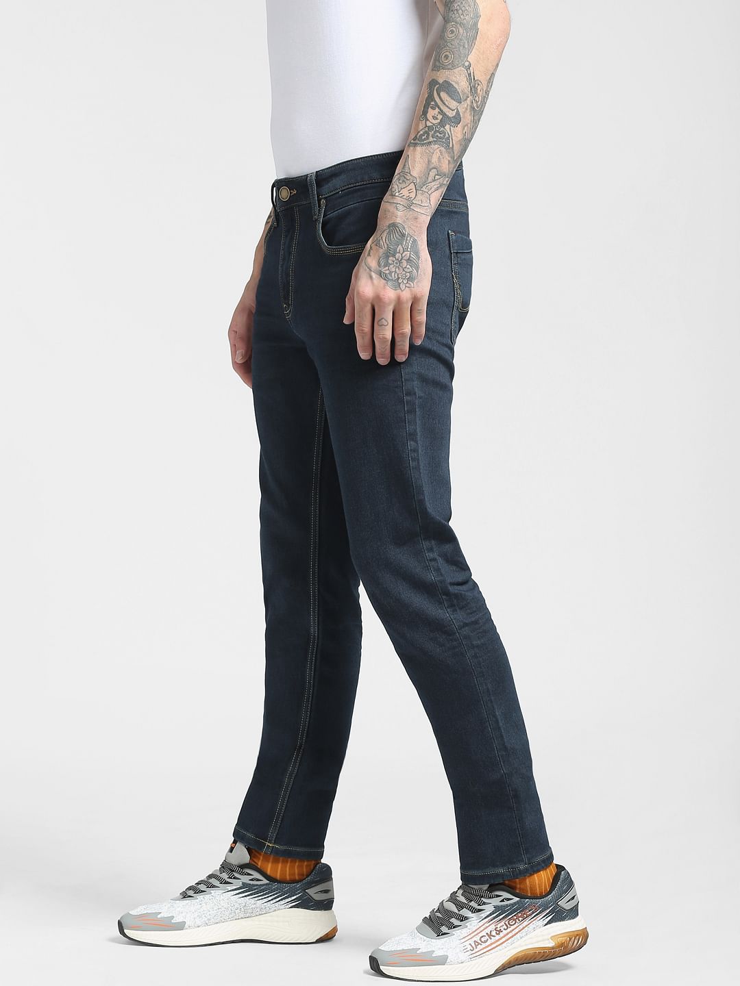 Dark Blue Low Rise Washed Skinny Jeans